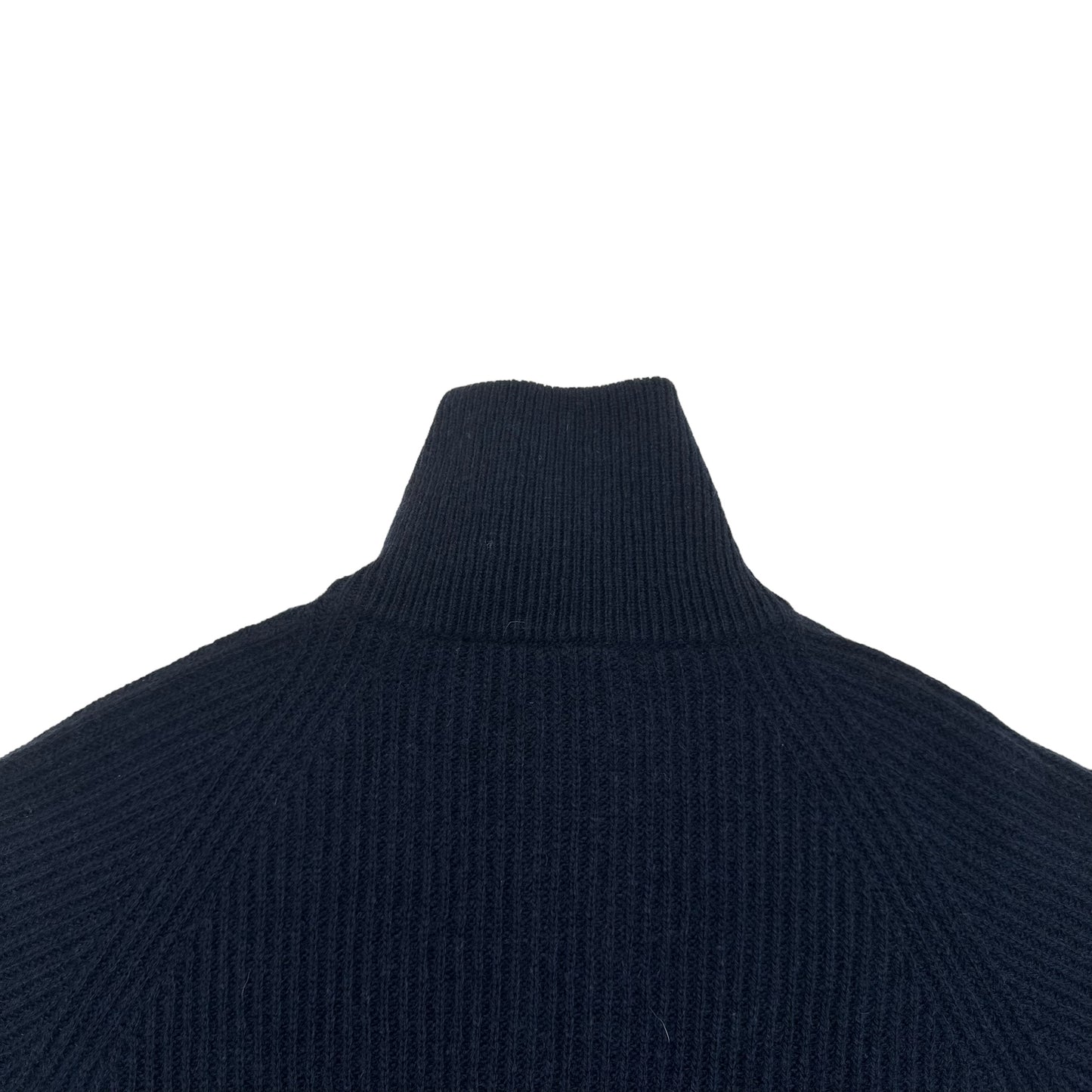 THOM SWEENEY ZIP-UP CASHMERE RIBBED SWEATER NAVY L