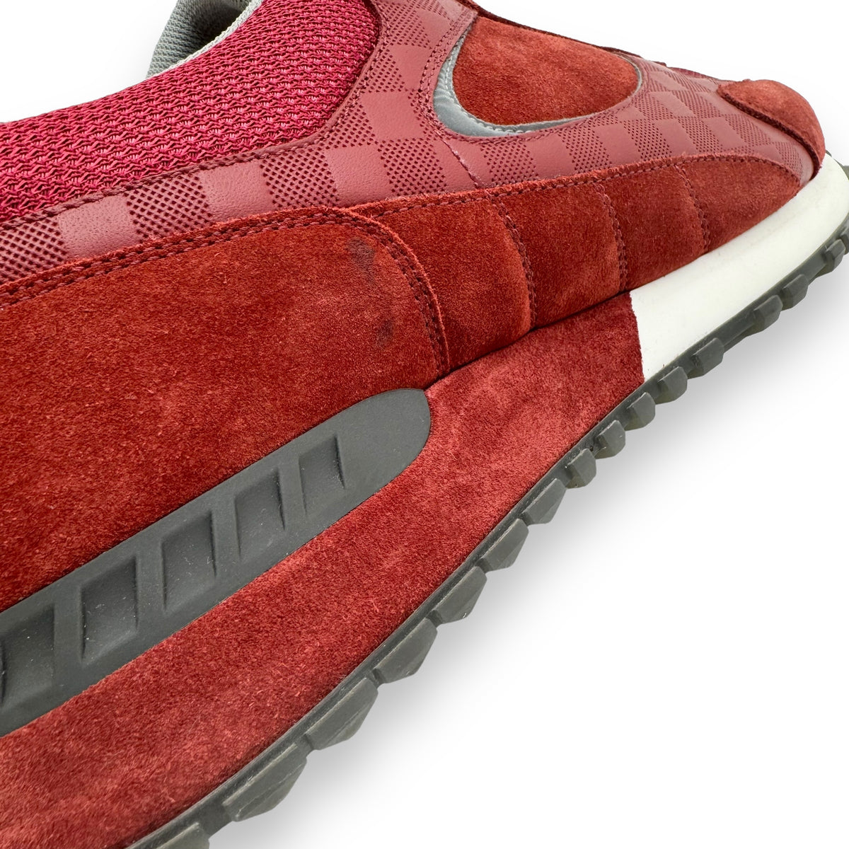 LOUIS VUITTON RUN AWAY SUEDE / MESH SNEAKER RED UK8.5