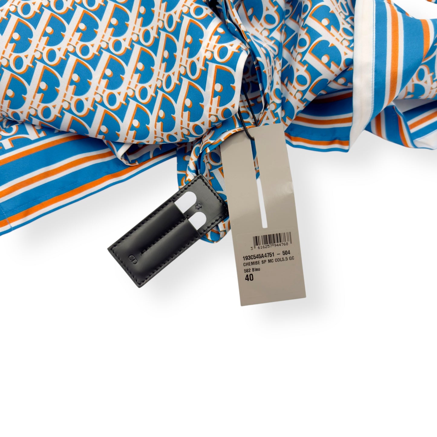 DIOR OBLIQUE SILK MONOGRAM SHIRT BLUE 40 / M