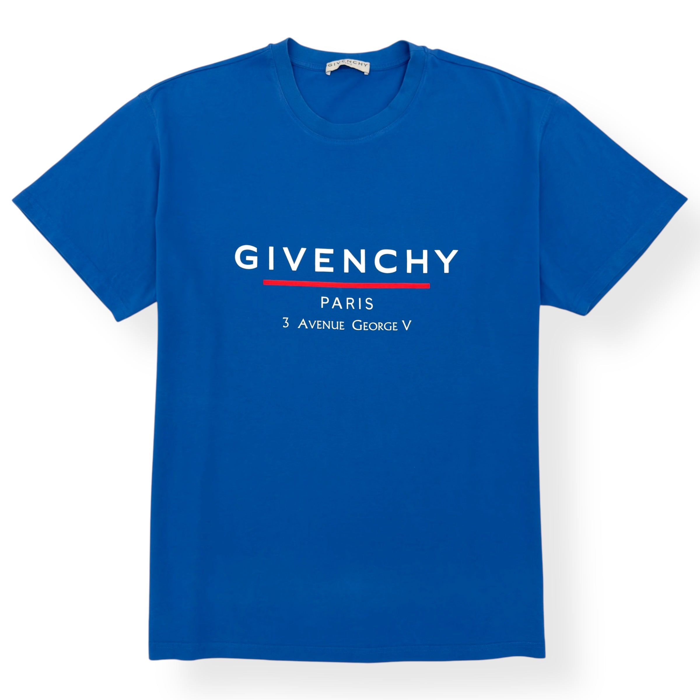GIVENCHY OVERSIZED LOGO PRINT COTTON T-SHIRT BLUE / WHITE M