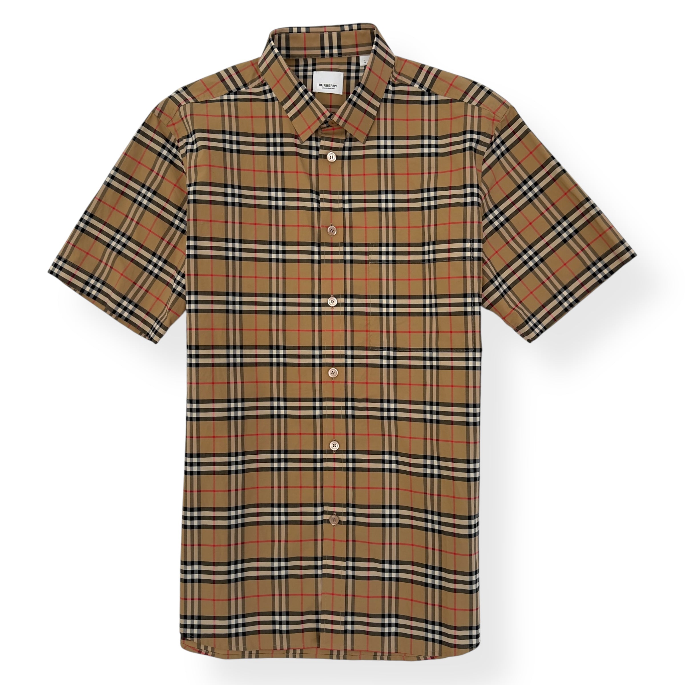 BURBERRY CHECK COTTON SHIRT BEIGE L