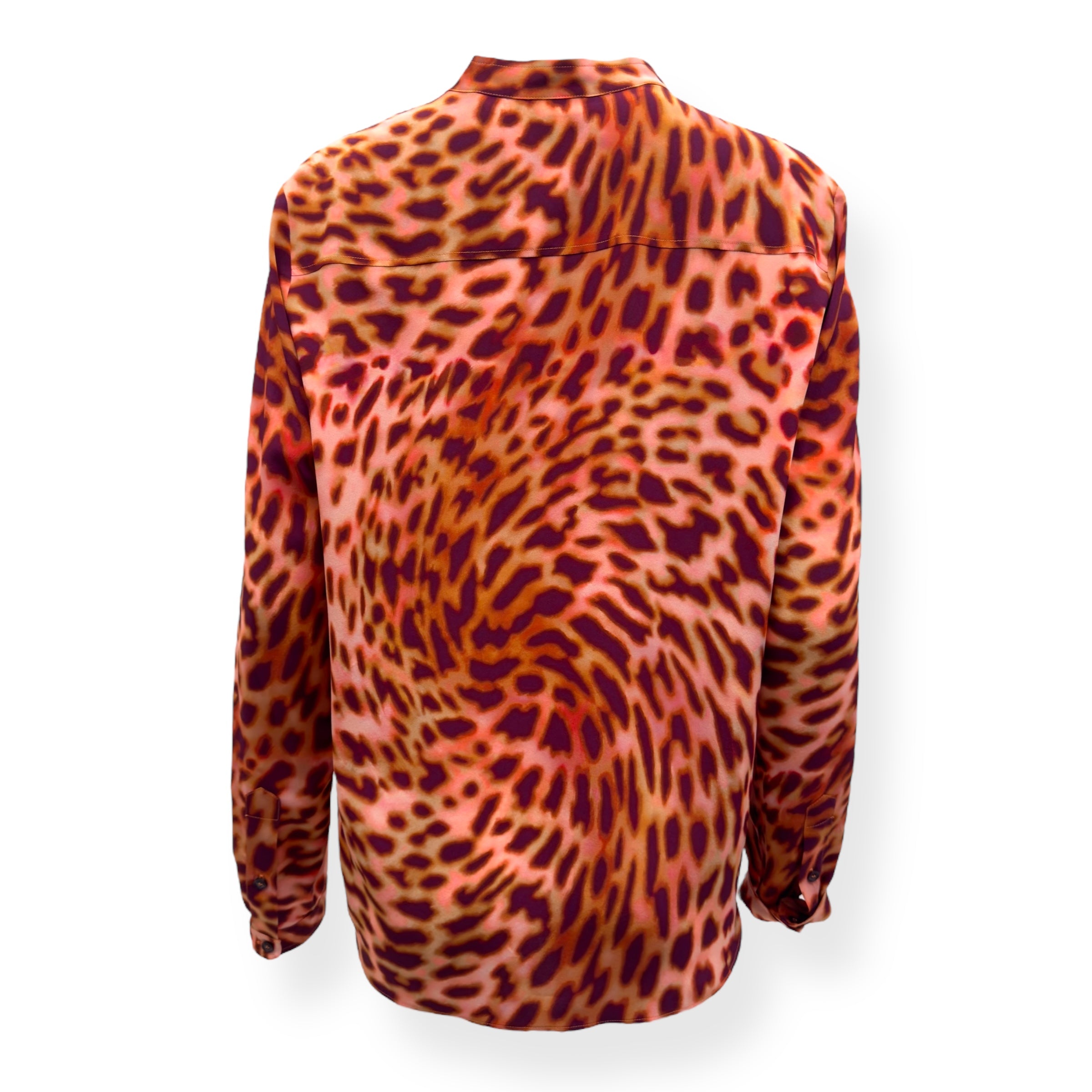 STELLA MCCARTNEY MULTICOLOUR PRINT SILK BUTTONED SHIRT BLOUSE ORANGE 46 / UK14