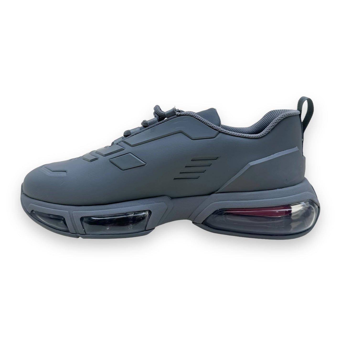 PRADA COLLISION 19LR TECHNICAL FABRIC LOW TOP SNEAKER GREY UK9