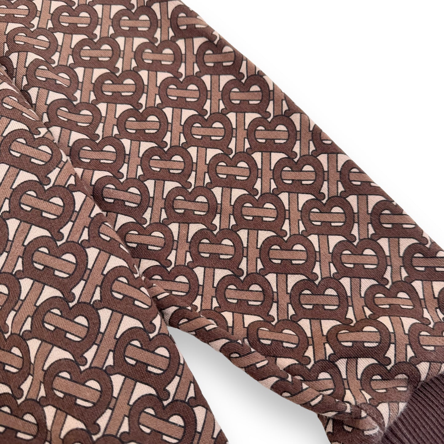 BURBERRY MONOGRAM STRIPE PRINT COTTON SWEATSHIRT BROWN M