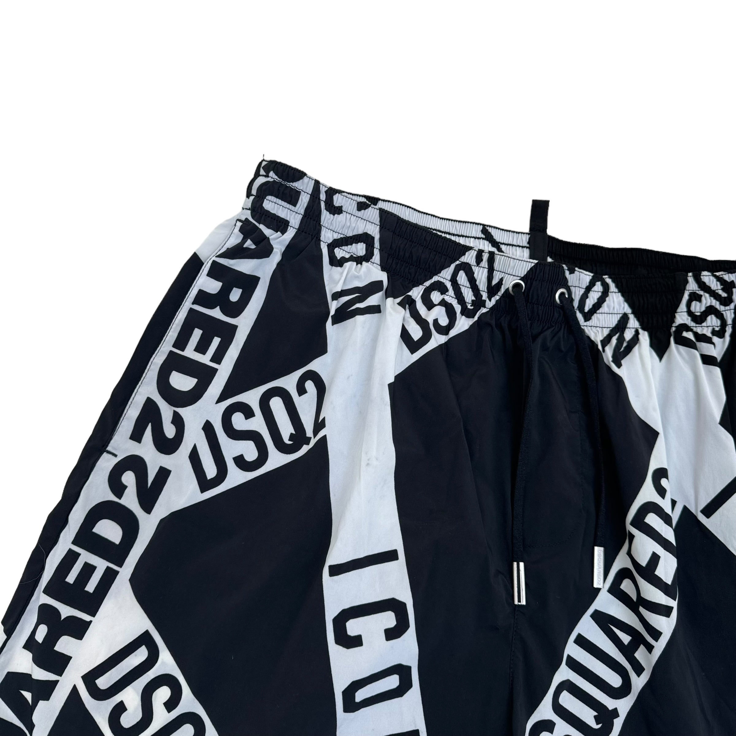 DSQUARED2 TAPE LOGO SWIM SHORTS BLACK / WHITE M