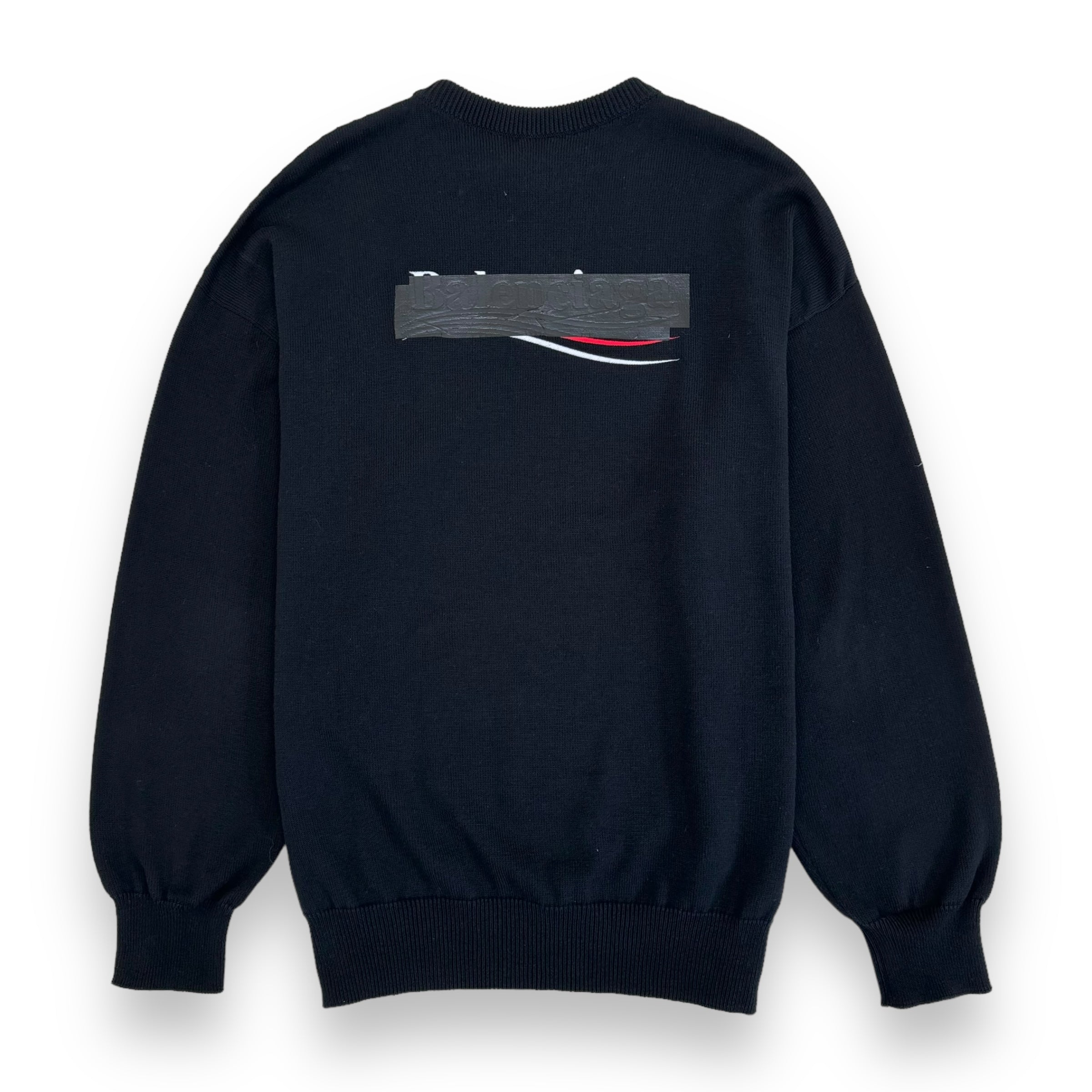BALENCIAGA GAFFER LOGO COTTON-BLEND KNITTED JUMPER BLACK L