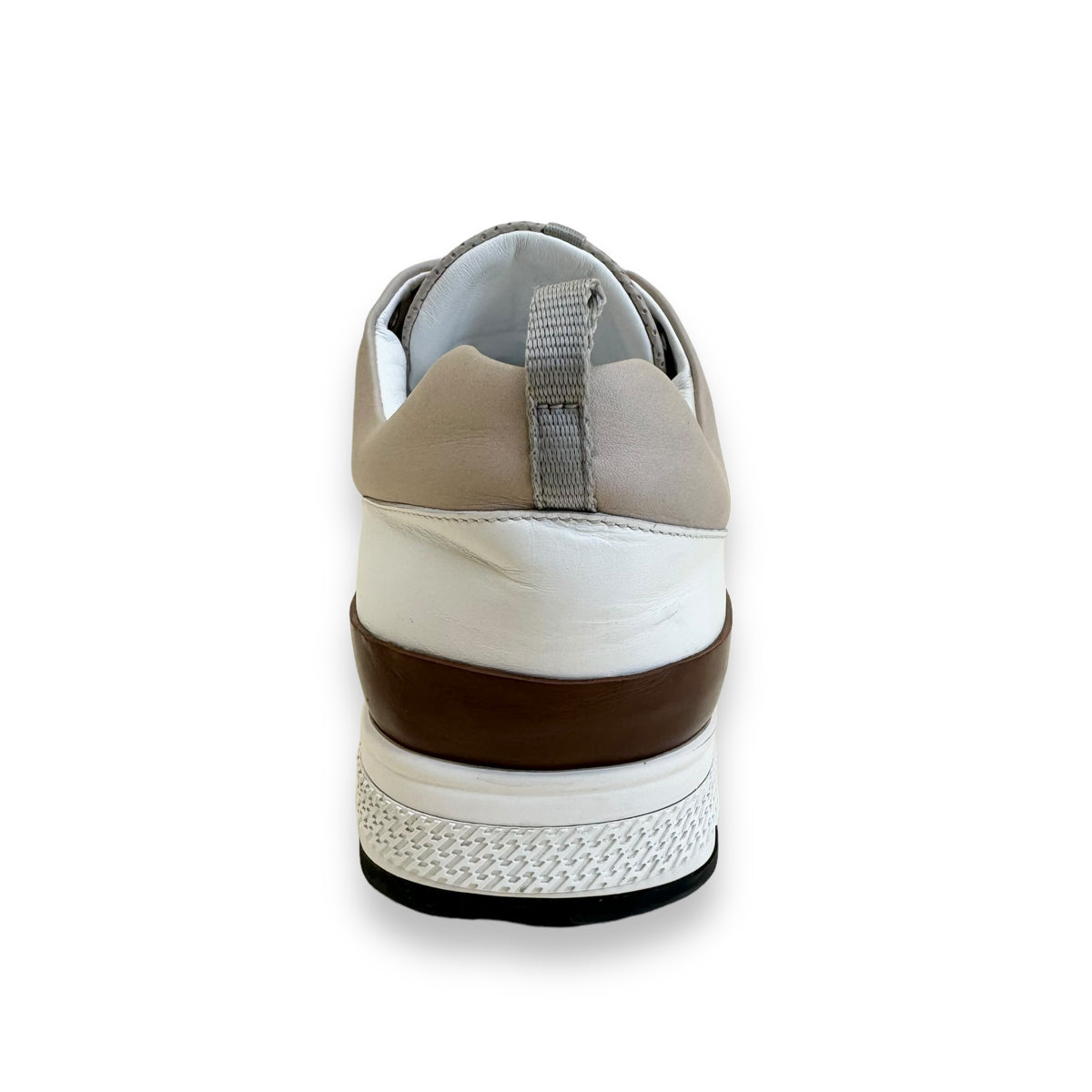 HERMES LEATHER MATCH RUNNER SNEAKER WHITE / TAN UK9.5