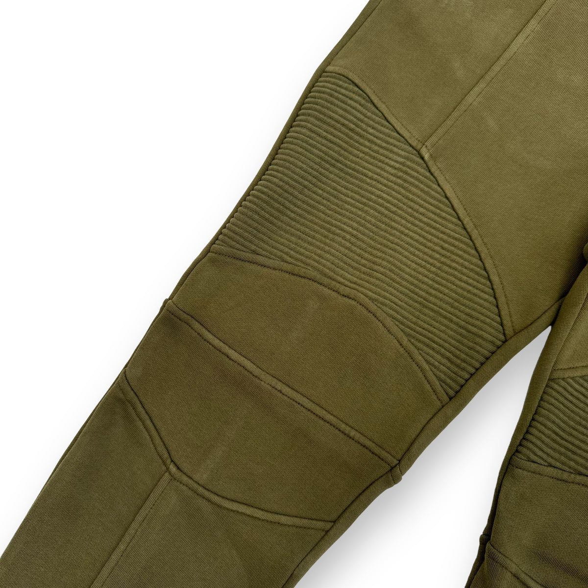 BALMAIN LOGO PATCH RIBBED LOUNGE PANTS KHAKI M