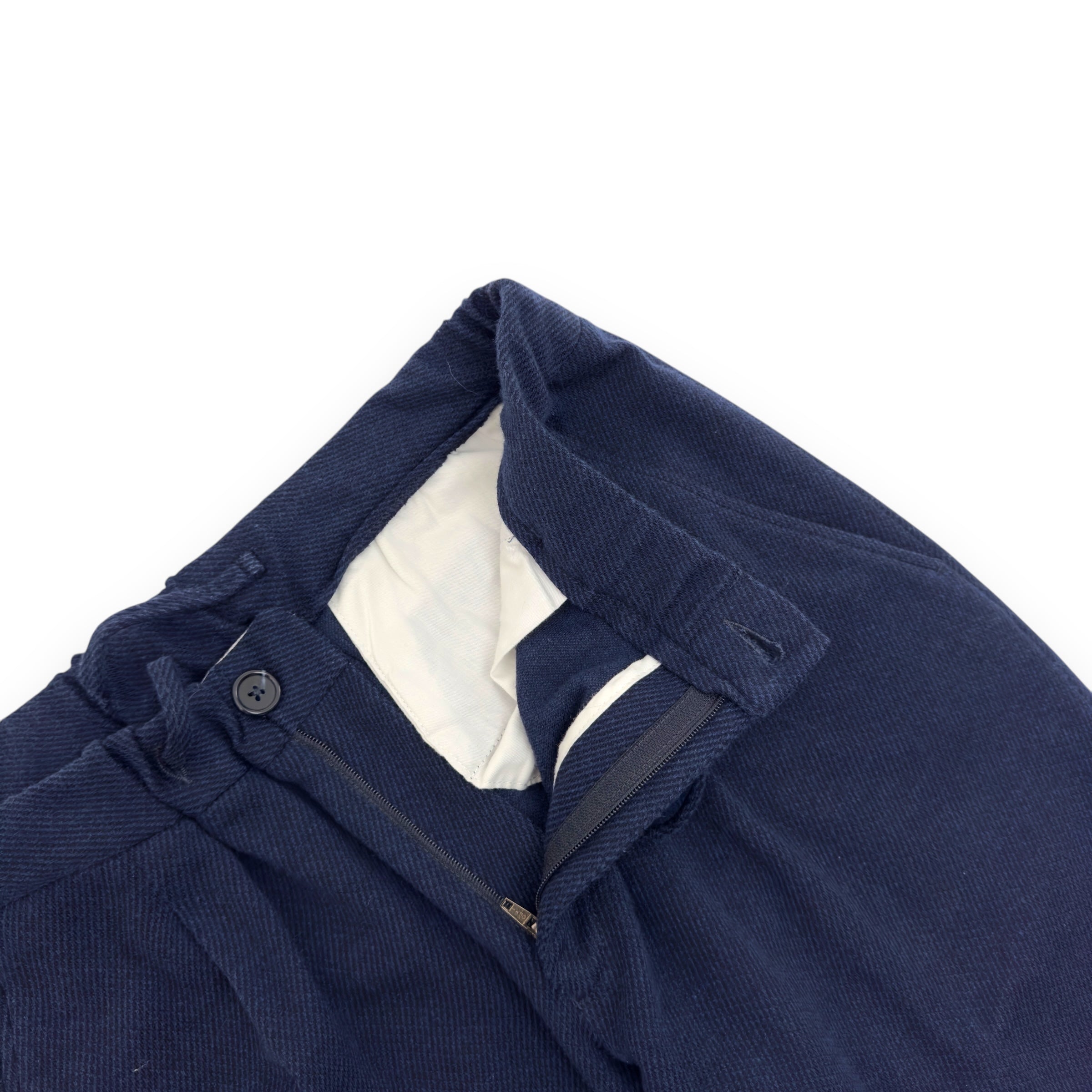 THOM SWEENEY BESPOKE WOOL TROUSERS NAVY BLUE W32”