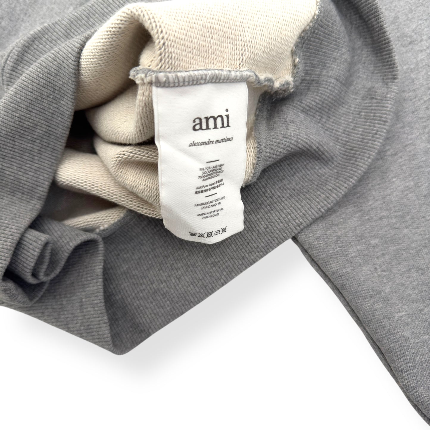 AMI PARIS POPOVER HOODIE GREY / WHITE M