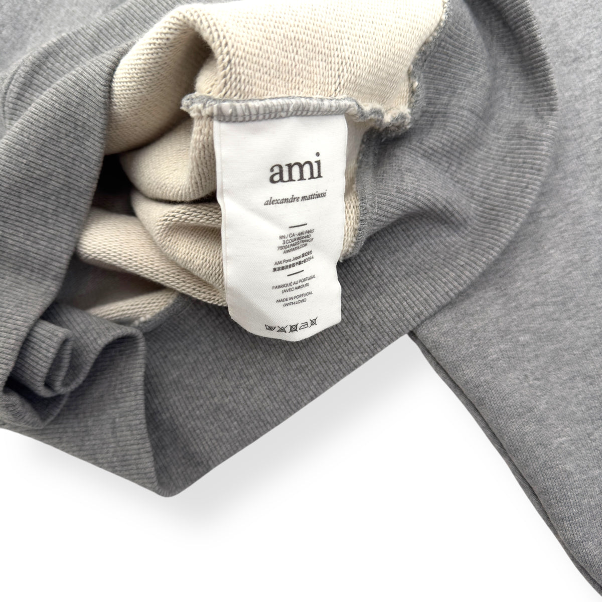 AMI PARIS POPOVER HOODIE GREY / WHITE M
