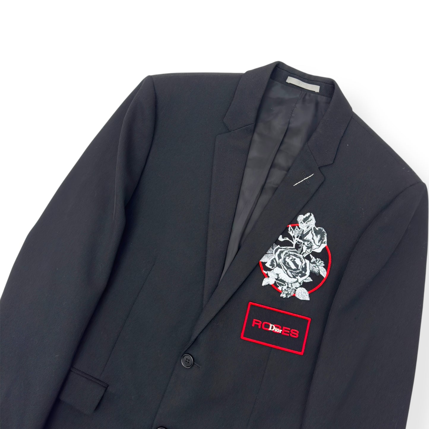 DIOR HOMME SS18 LOGO EMBROIDERED BLAZER BLACK 48 / M