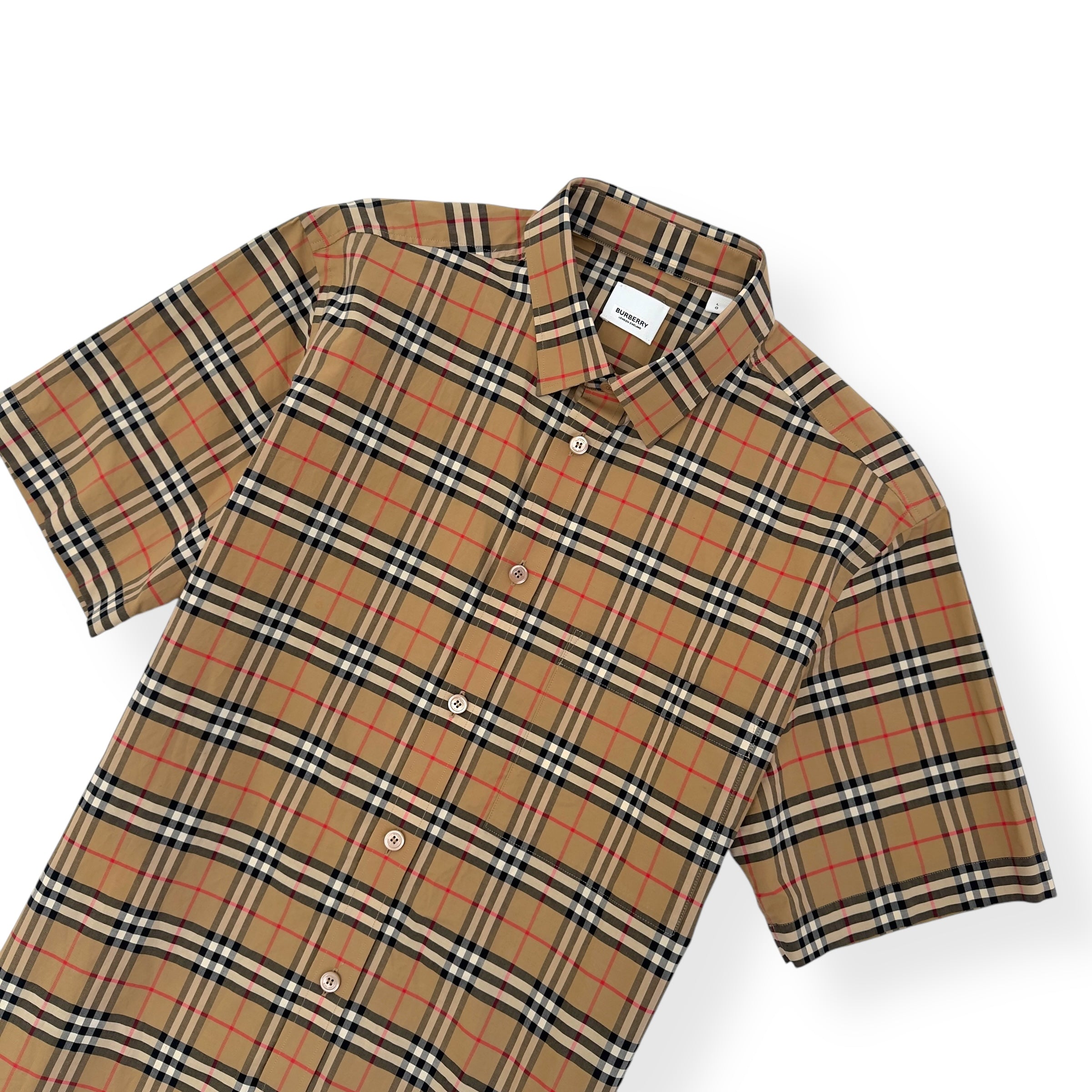 BURBERRY CHECK COTTON SHIRT BEIGE L