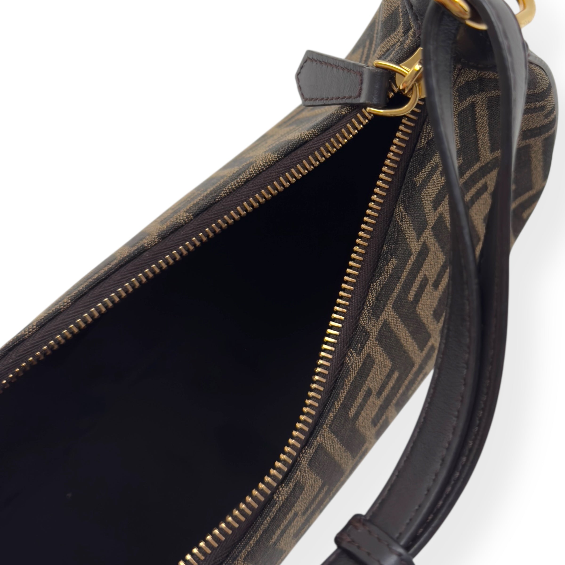 FENDI FENDIGRAPHY FF JACQUARD FABRIC BAG BLACK / BROWN S