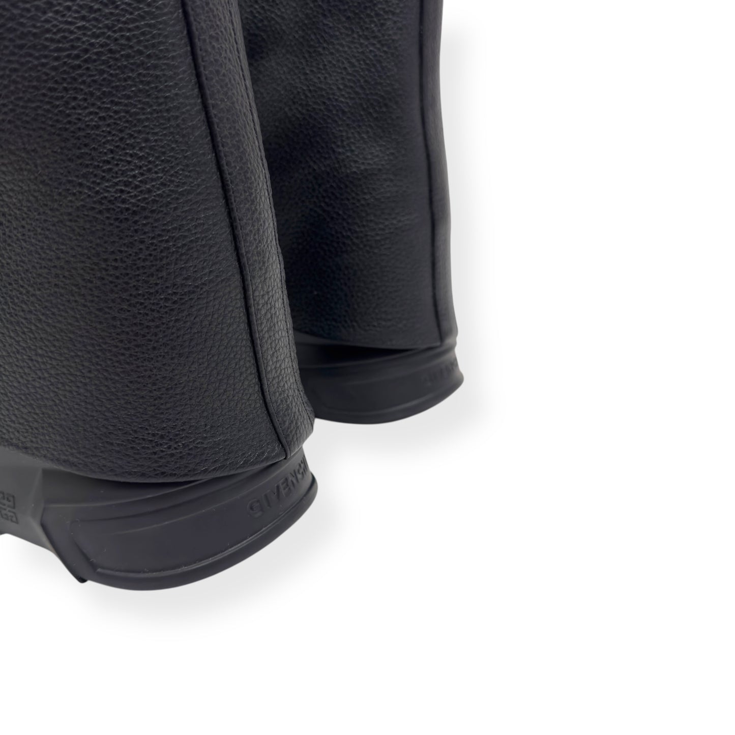 GIVENCHY SHARK LOCK LEATHER HEELED BIKER BOOTS BLACK / SILVER 38 / UK5