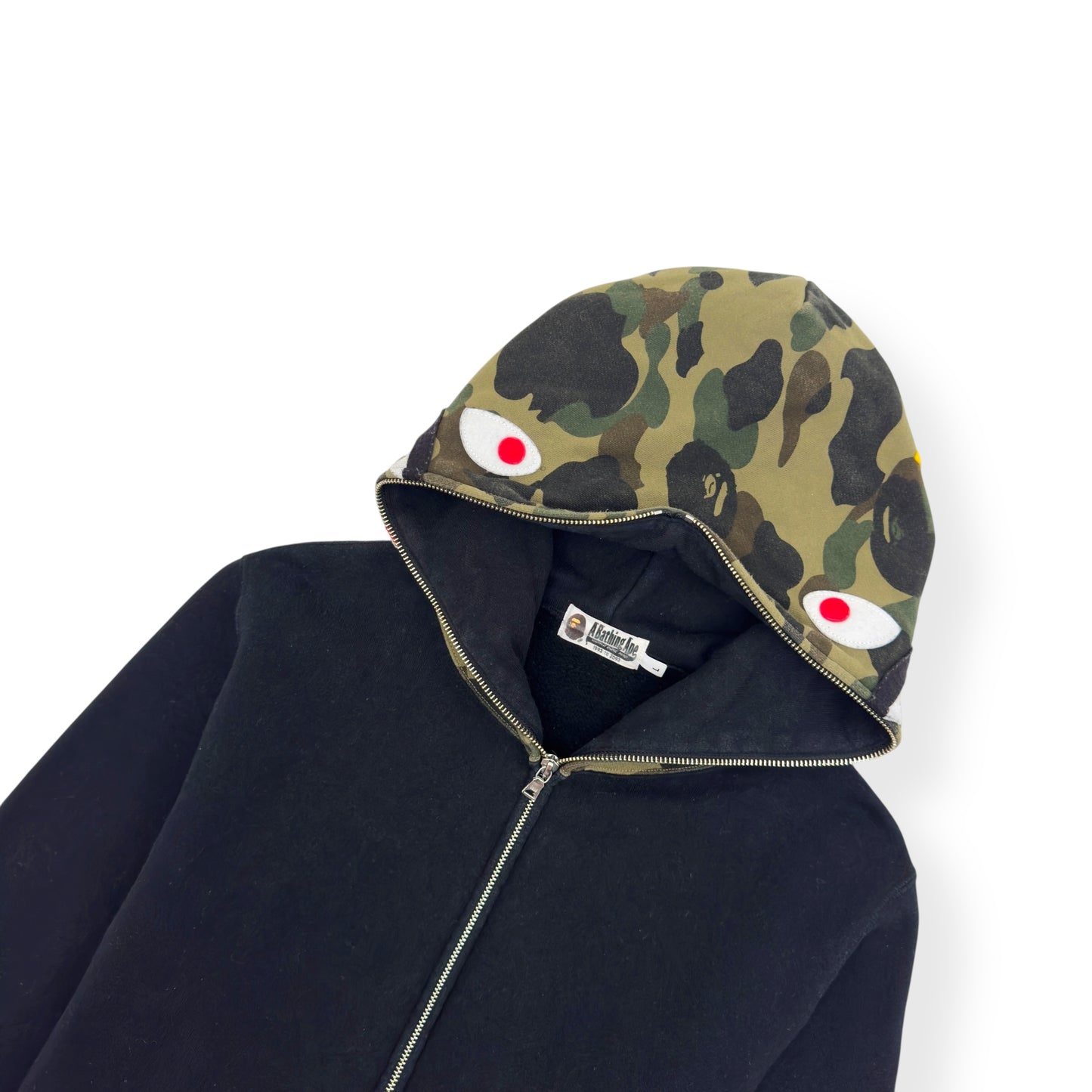 A BATHING APE SHARK FULL ZIP HOODIE BLACK / GREEN L