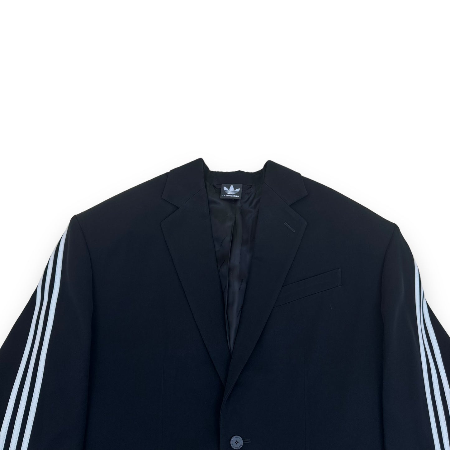 BALENCIAGA X ADIDAS OVERSIZED STRIPED SUIT JACKET BLACK XS