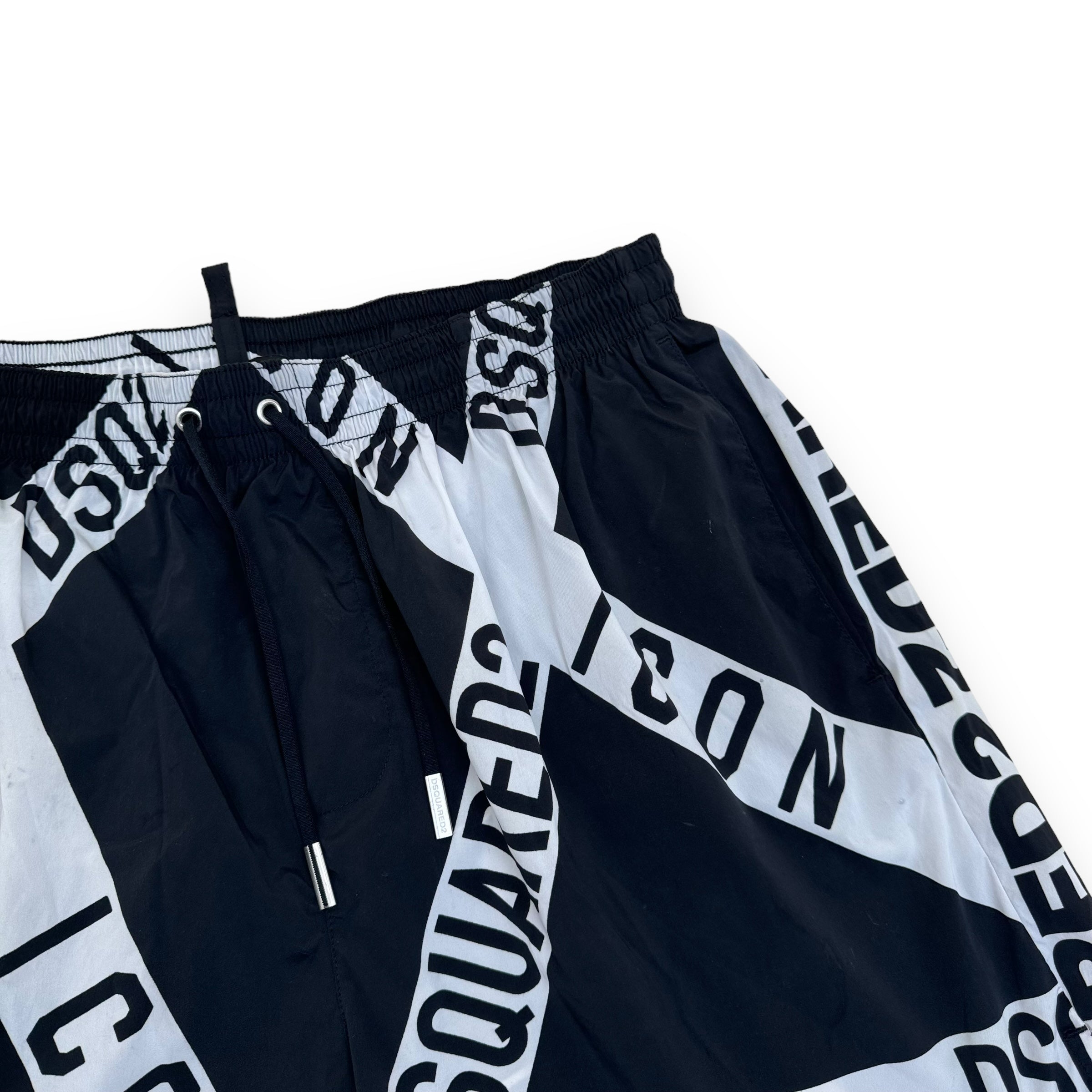 DSQUARED2 TAPE LOGO SWIM SHORTS BLACK / WHITE M