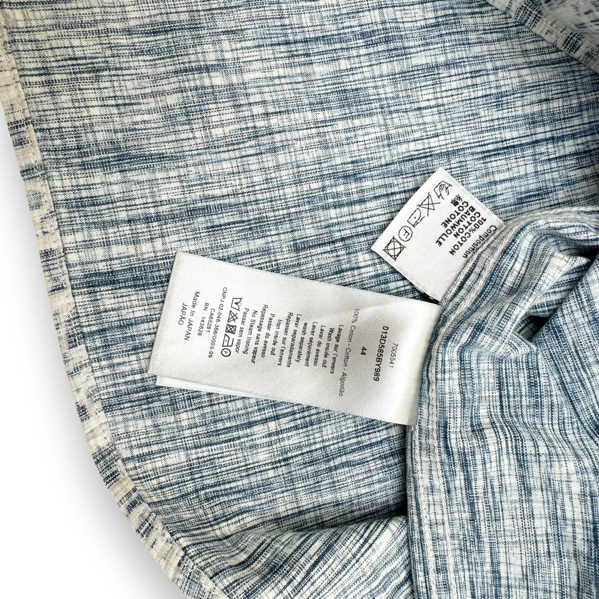 DIOR OBLIQUE KASURI DENIM OVER SHIRT BLUE / WHITE XL