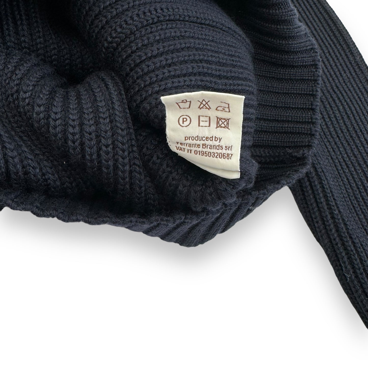 THOM SWEENEY AW23 SINGLE BREASTED WOOL / CASHMERE CARDIGAN NAVY L