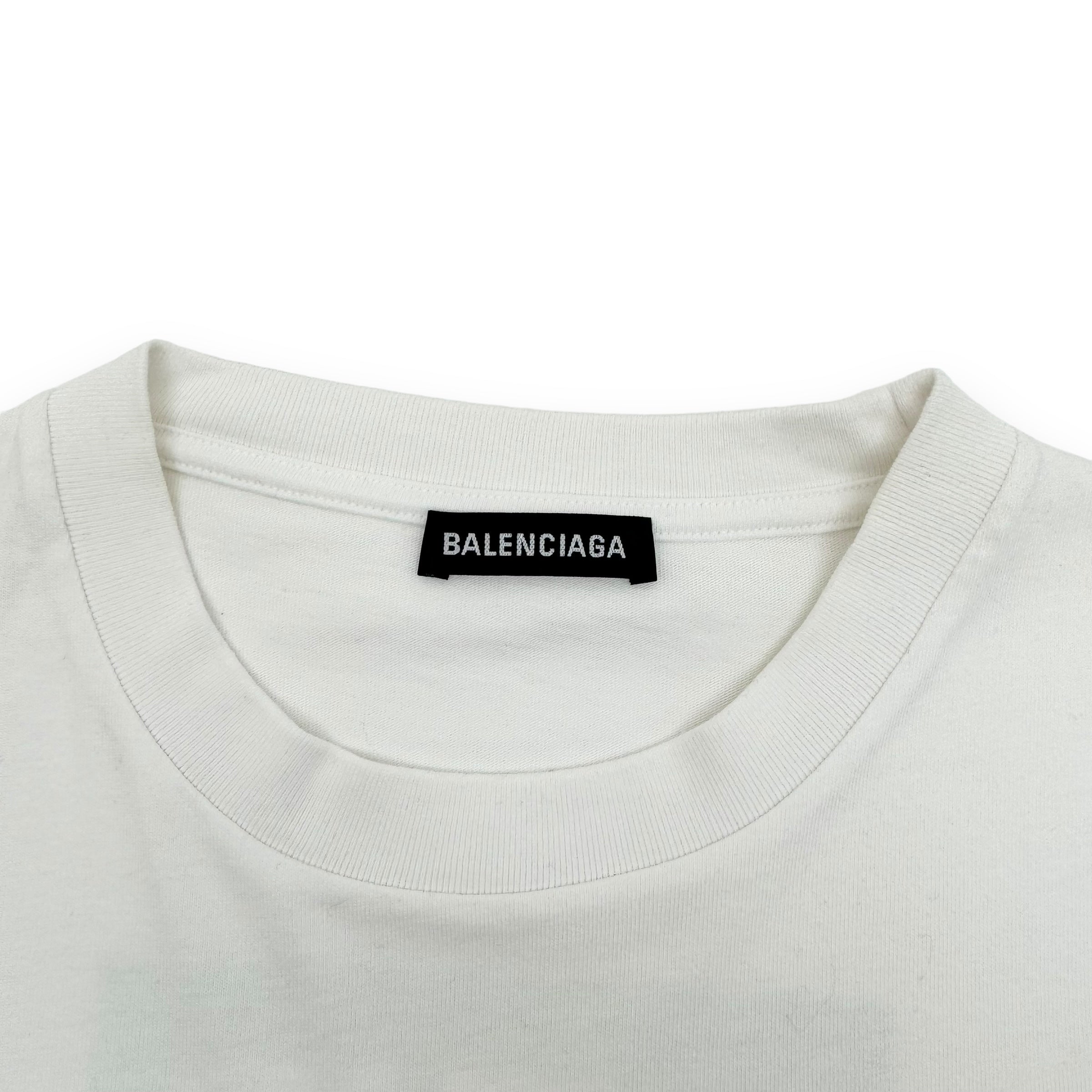 BALENCIAGA BIO-LOGO PRINT COTTON T-SHIRT WHITE / GREEN M