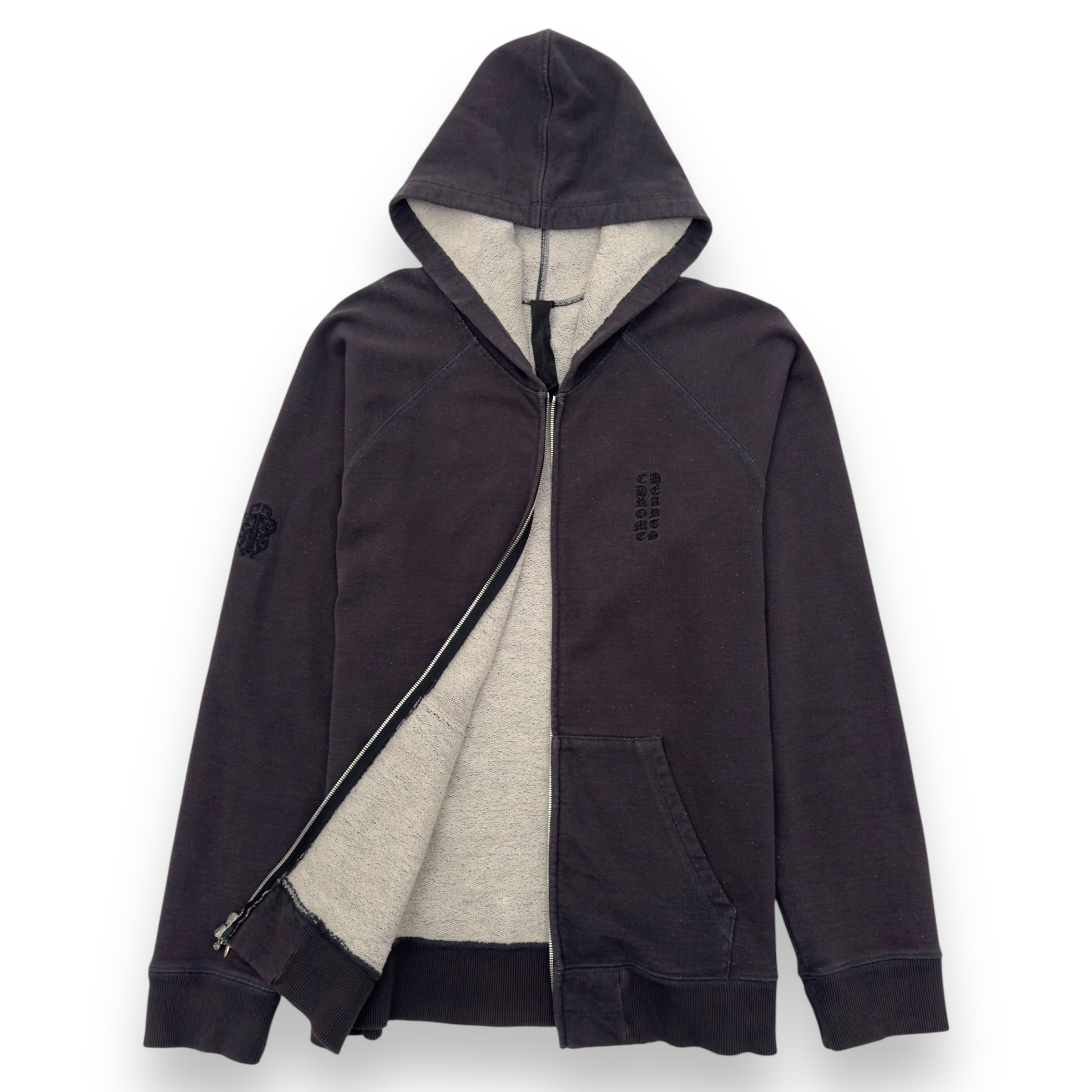 CHROME HEARTS VERTICAL LOGO HOODIE DARK GREY XL