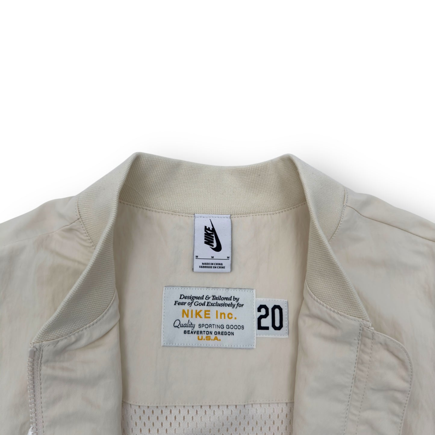 NIKE X FEAR OF GOD NRG BASEBALL JACKET LIGHT CREAM M