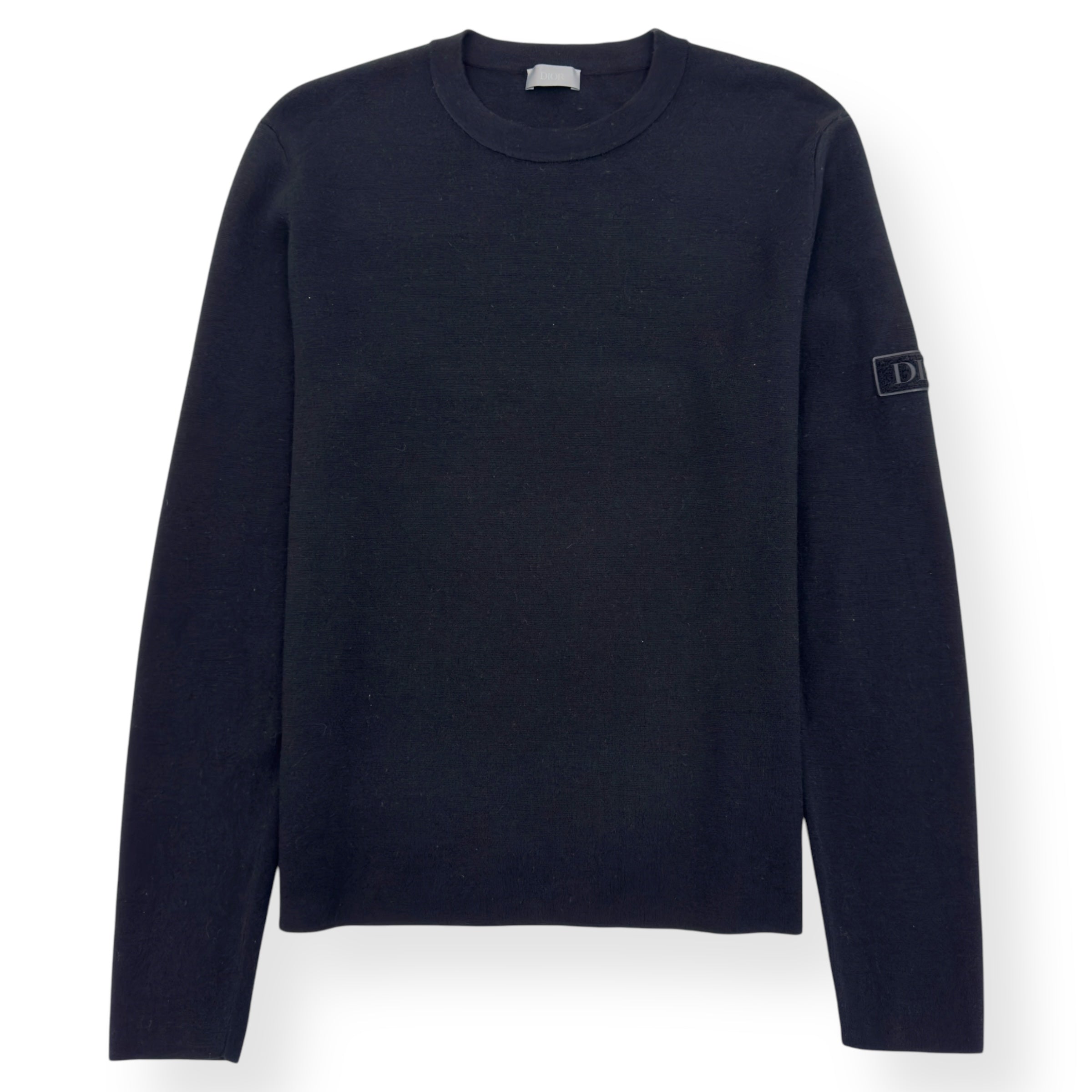 DIOR LOGO PATCH CREWNECK WOOL SWEATER BLACK L