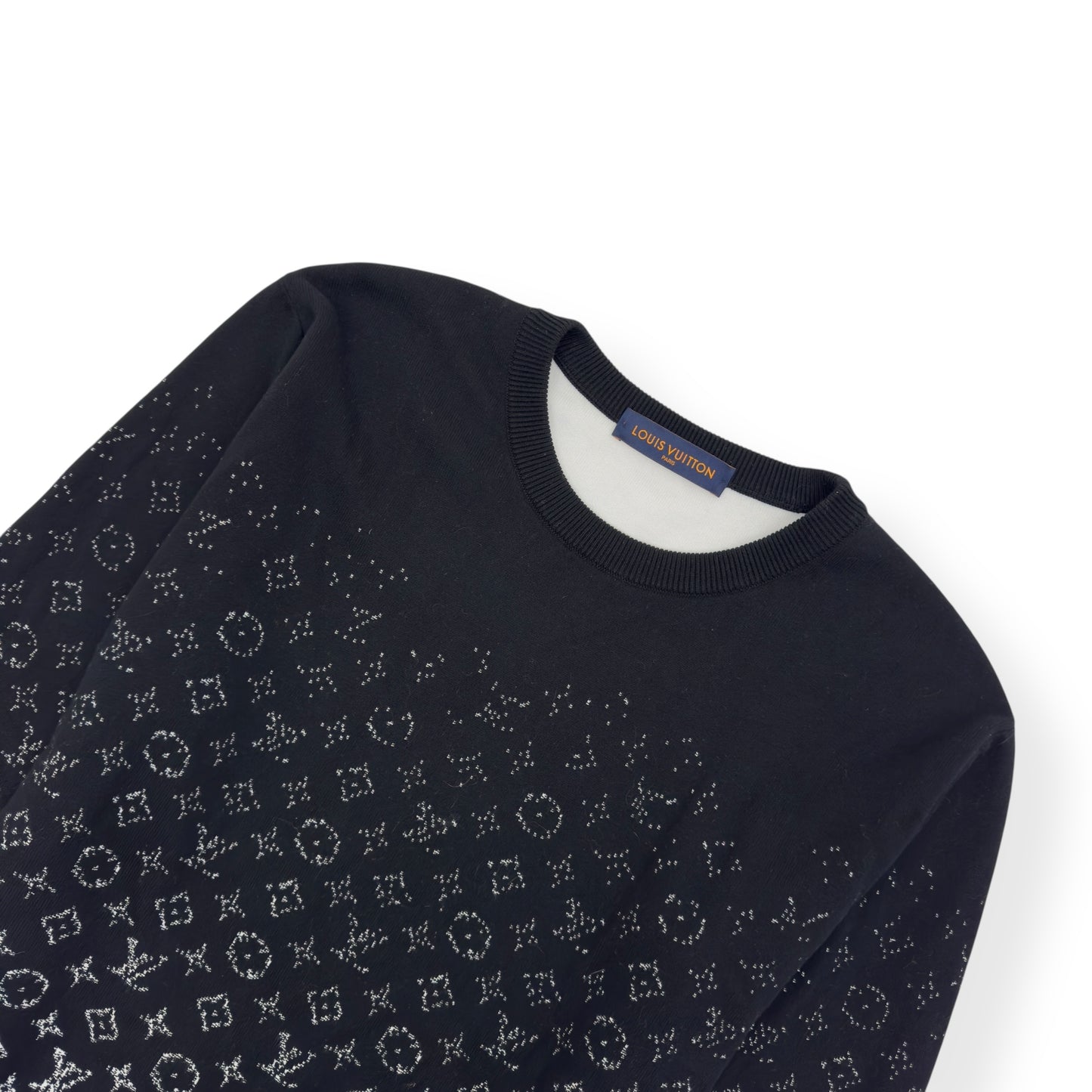 LOUIS VUITTON LVSE MONOGRAM DEGARDÉ CREWNECK SWEATSHIRT BLACK / WHITE XL