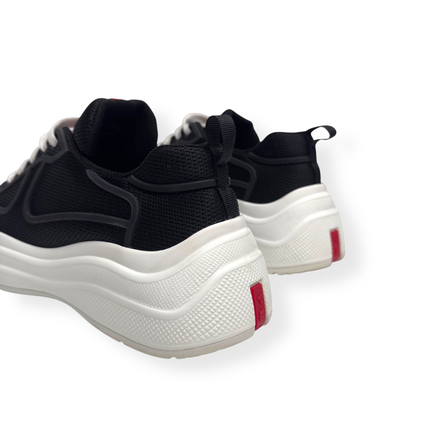 PRADA AMERICAS CUP LOW TOP SNEAKER BLACK / WHITE 37.5 / UK4.5