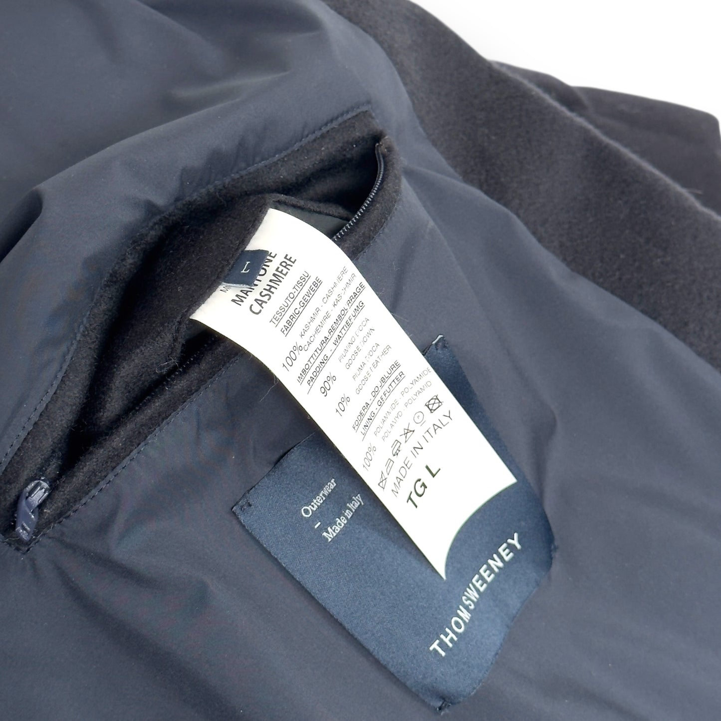 THOM SWEENEY CASHMERE LONG PUFFER JACKET NAVY L