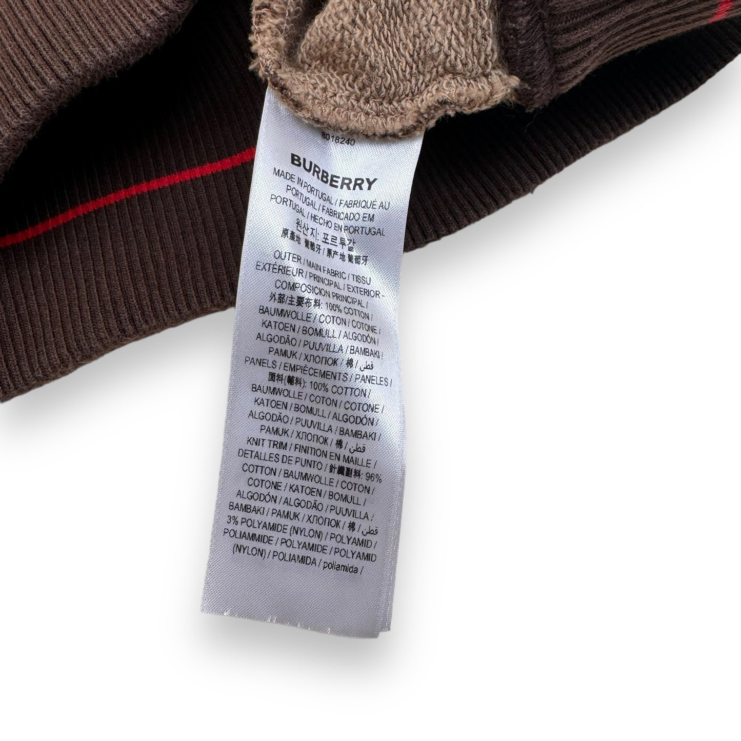 BURBERRY MONOGRAM STRIPE PRINT COTTON SWEATSHIRT BROWN M