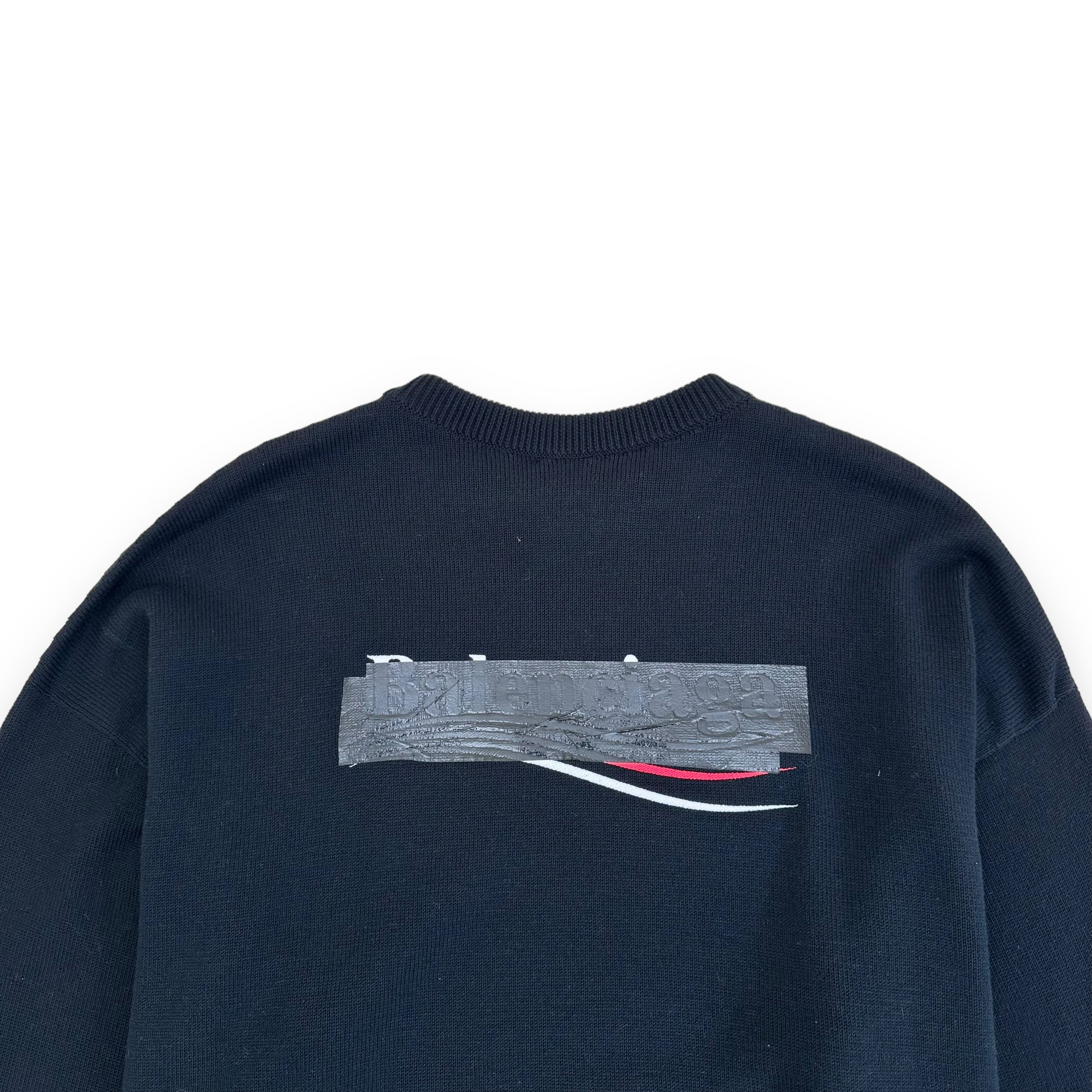 BALENCIAGA GAFFER LOGO COTTON-BLEND KNITTED JUMPER BLACK L