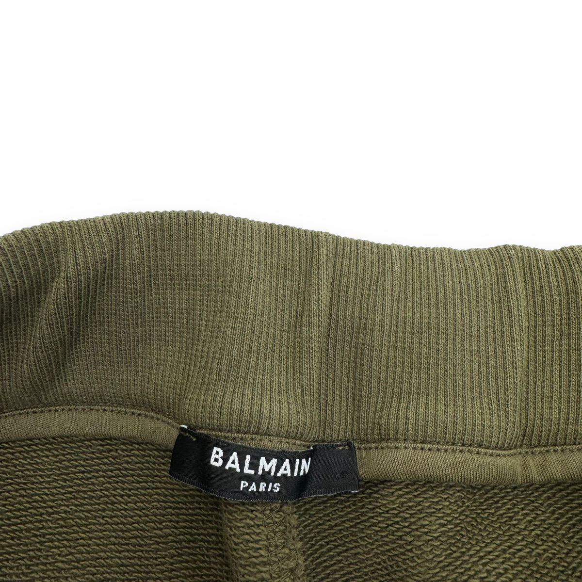 BALMAIN LOGO PATCH RIBBED LOUNGE PANTS KHAKI M