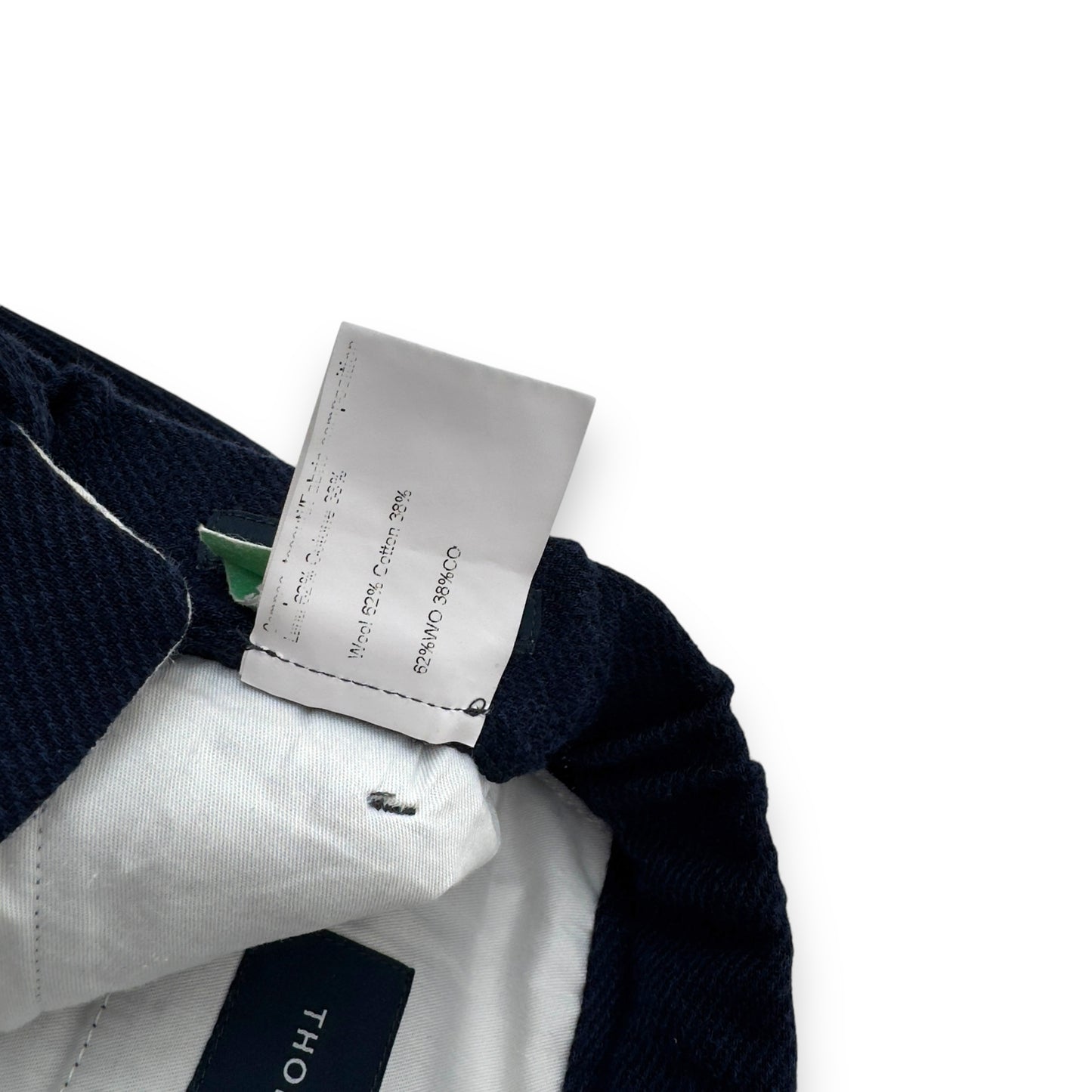 THOM SWEENEY BESPOKE WOOL TROUSERS NAVY BLUE W32”