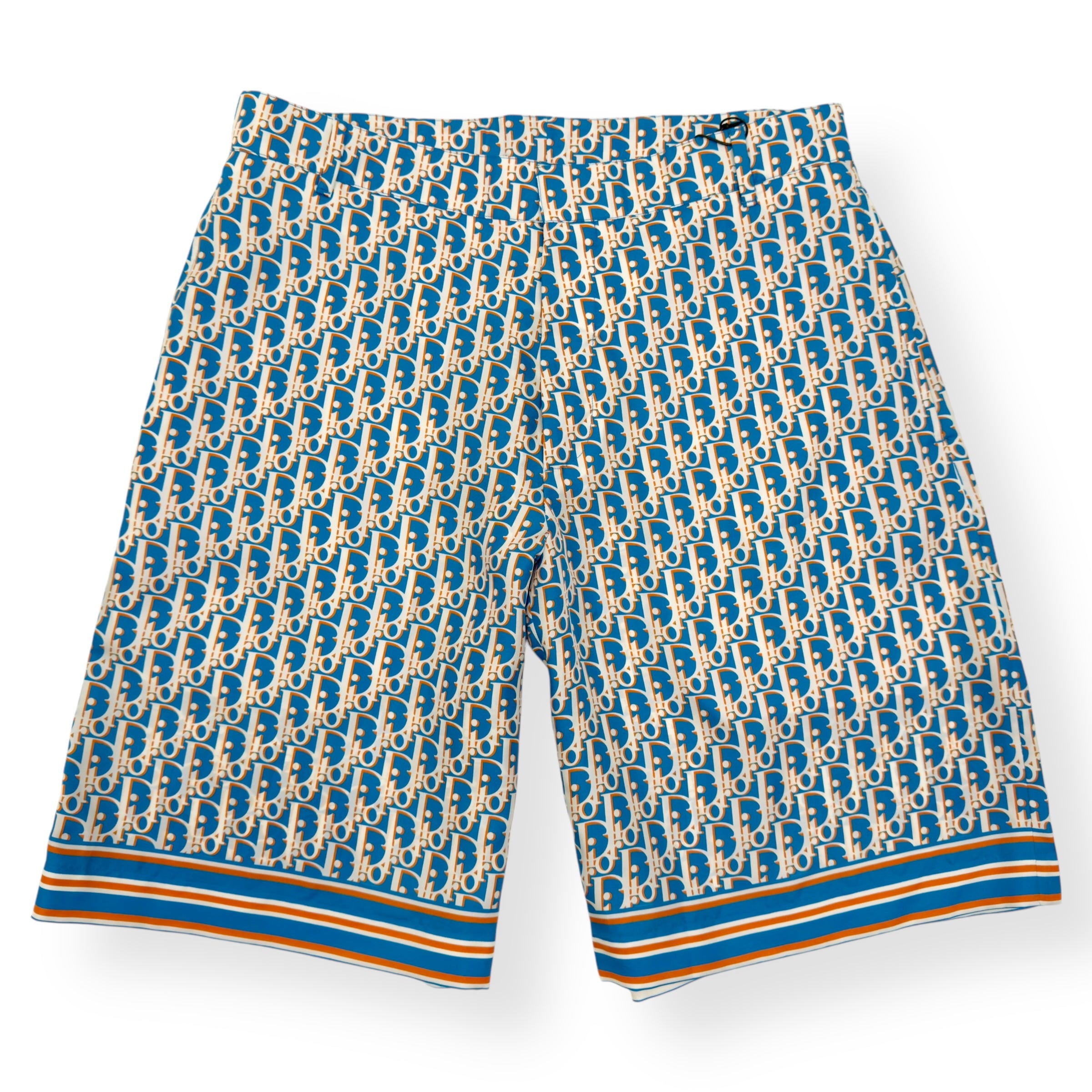 DIOR OBLIQUE BERMUDA MONOGRAM SILK SHORTS BLUE 48 / M