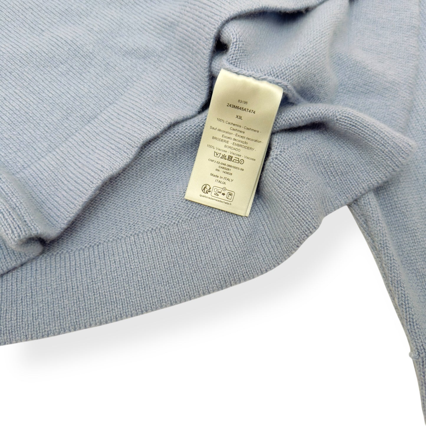 CHRISTIAN DIOR COUTURE CASHMERE SWEATER BLUE 3XL