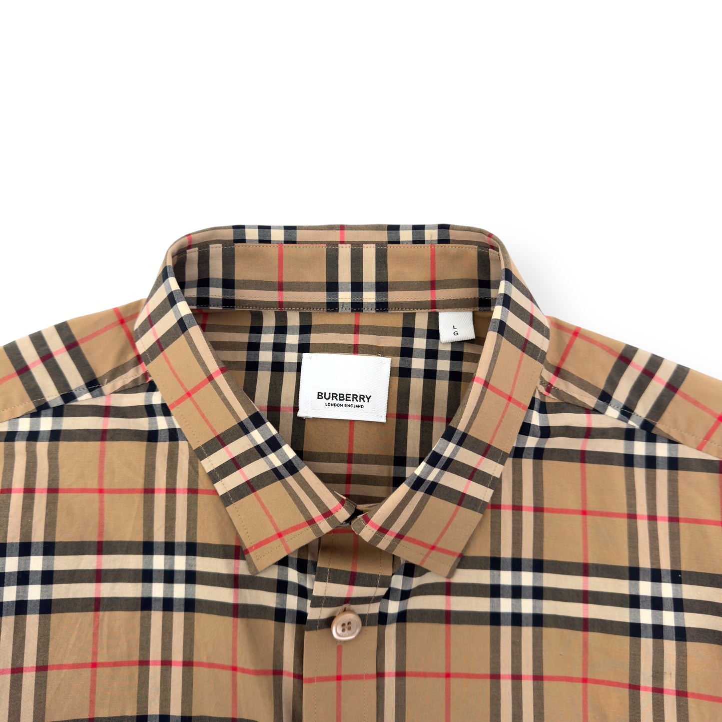 BURBERRY CHECK COTTON SHIRT BEIGE L