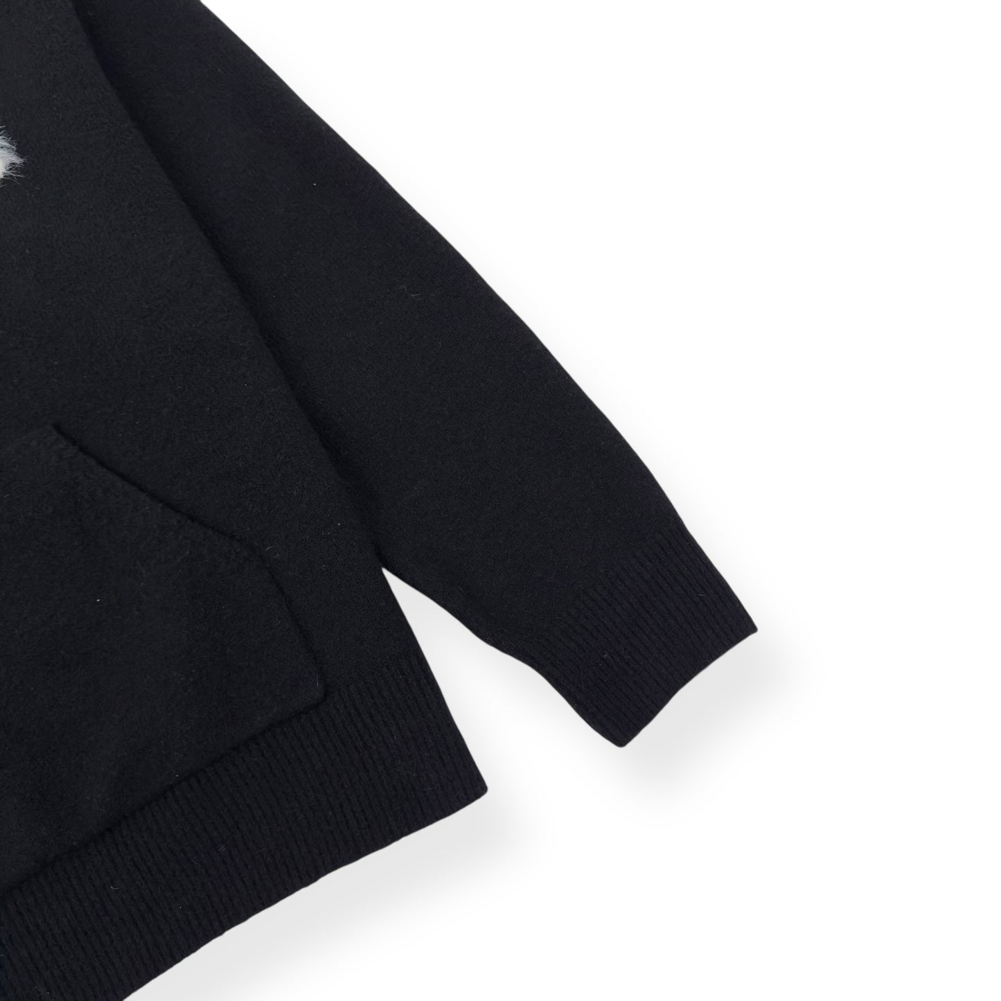 THE COUTURE CLUB FLUFFY EMBLEM KNITTED HOODIE BLACK / WHITE L