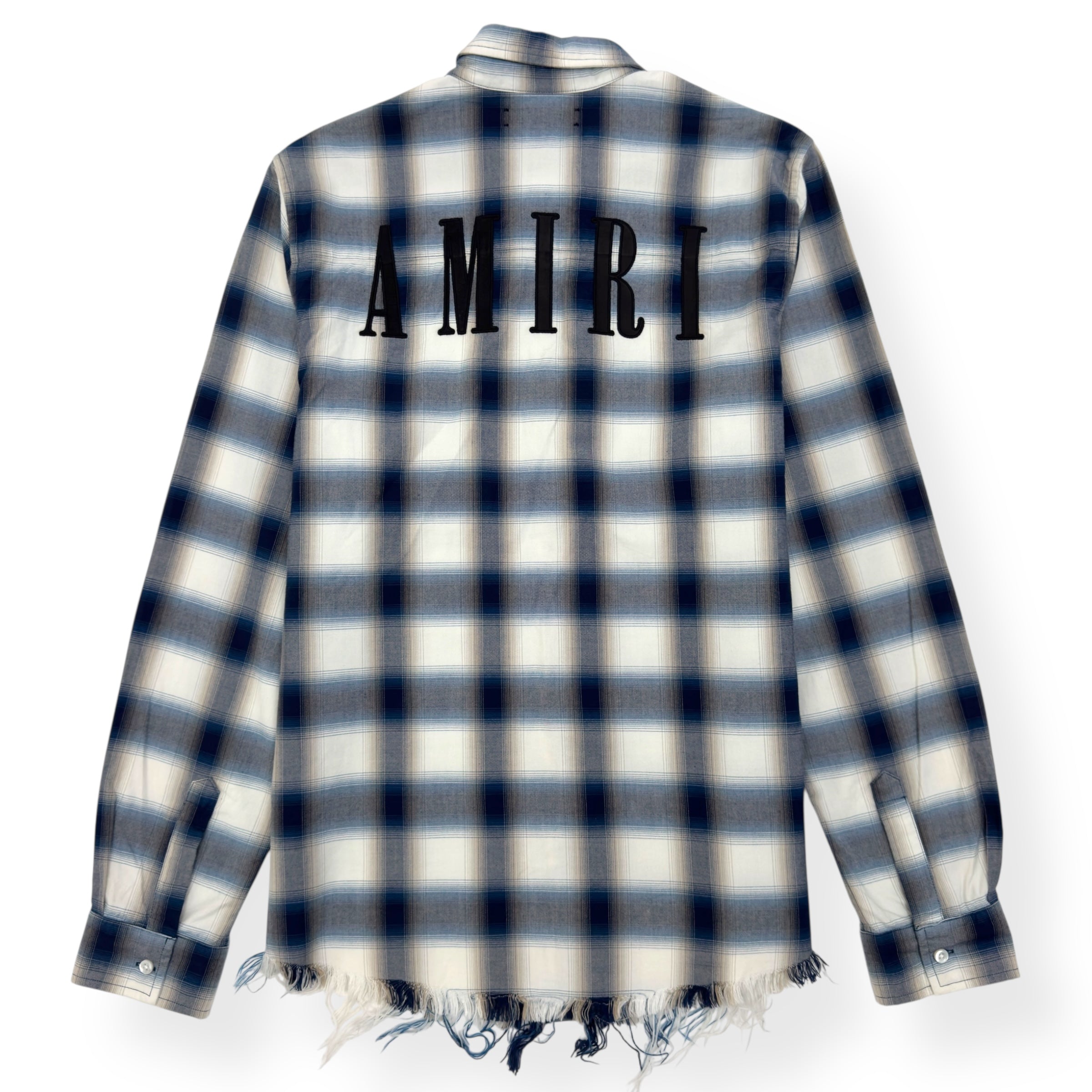 AMIRI DISTRESSED FLANNEL SHIRT BLUE / WHITE M