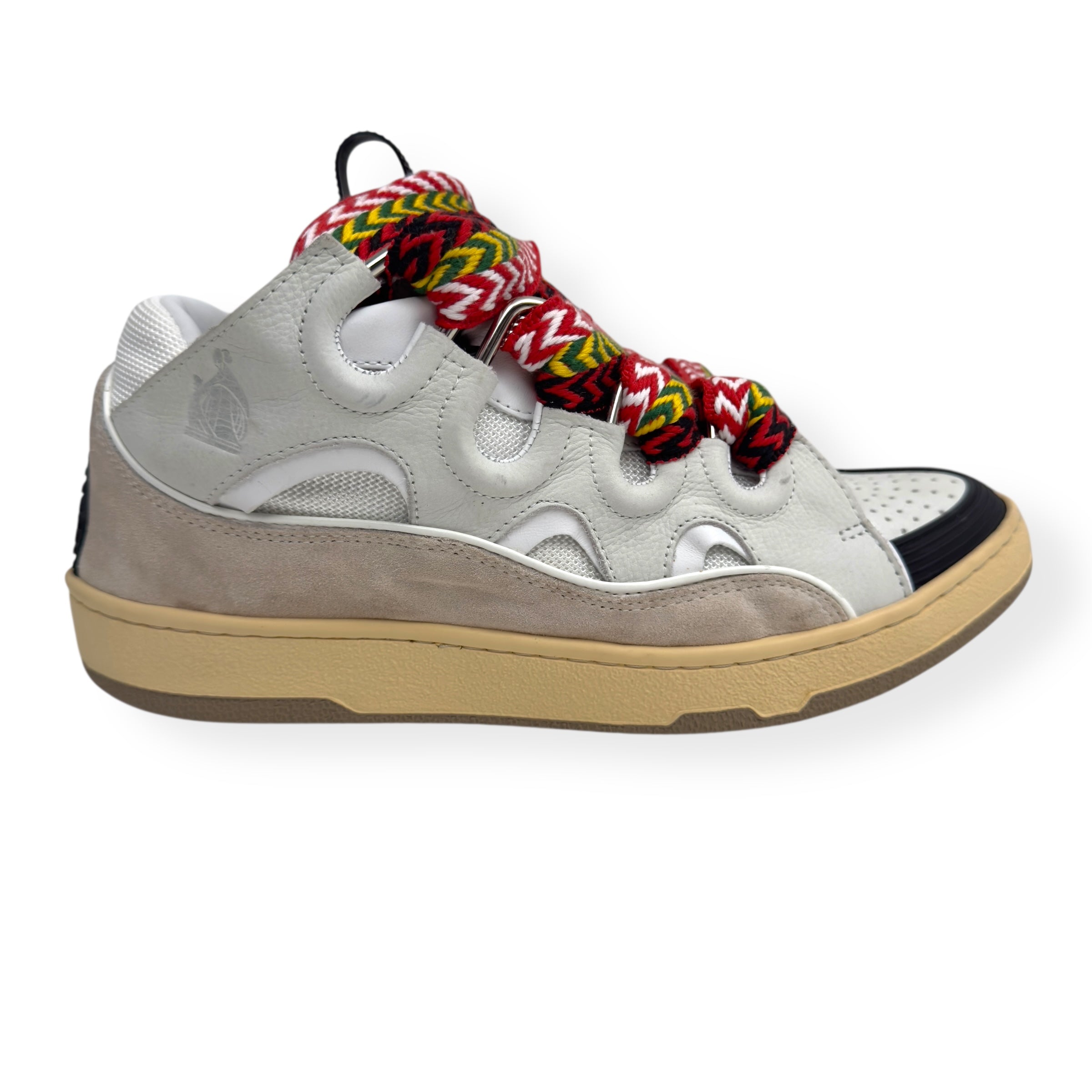 LANVIN LEATHER CURB SNEAKER WHITE / MULTICOLOURED UK8