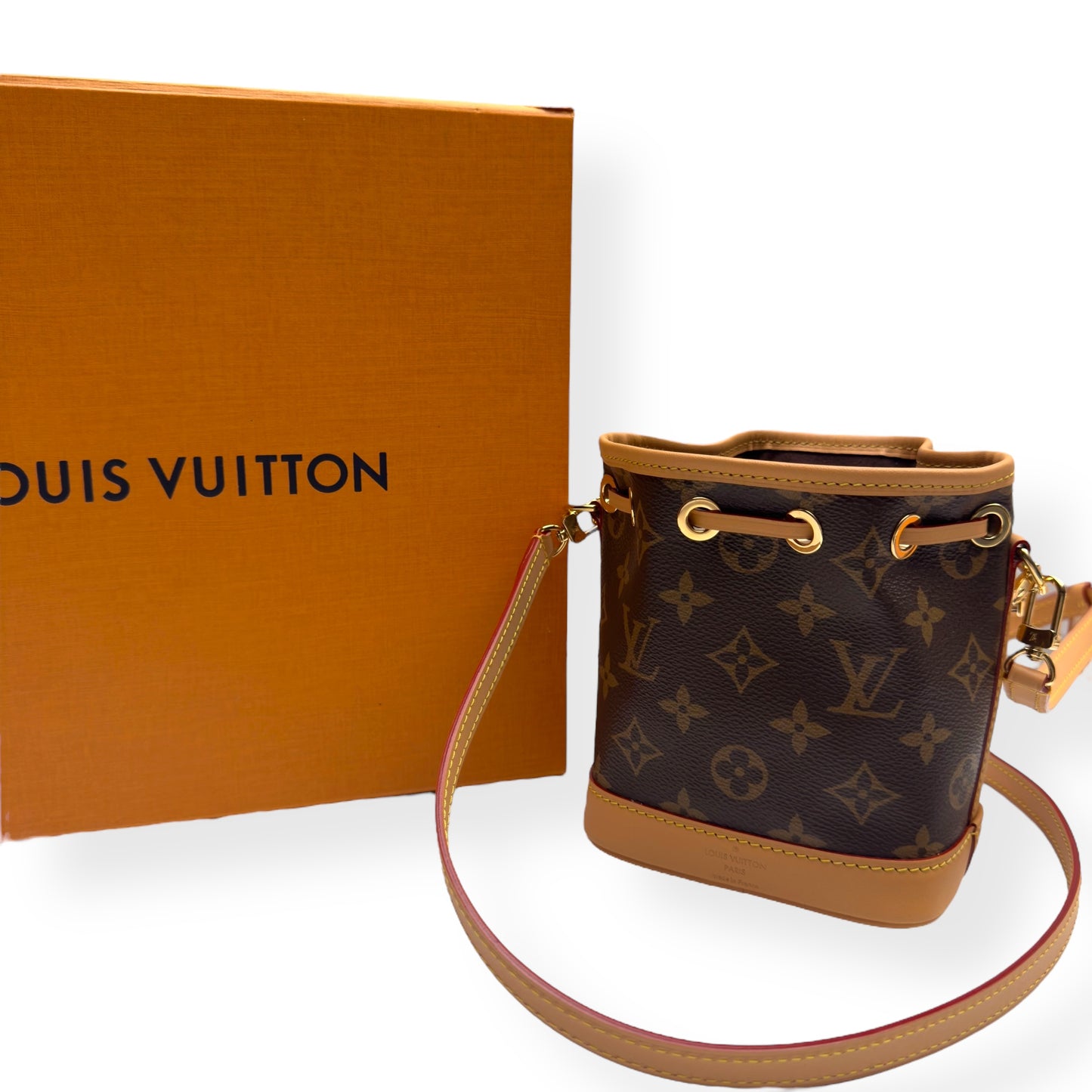 LOUIS VUITTON NANO NOÉ MONOGRAM CANVAS BAG BROWN MINI