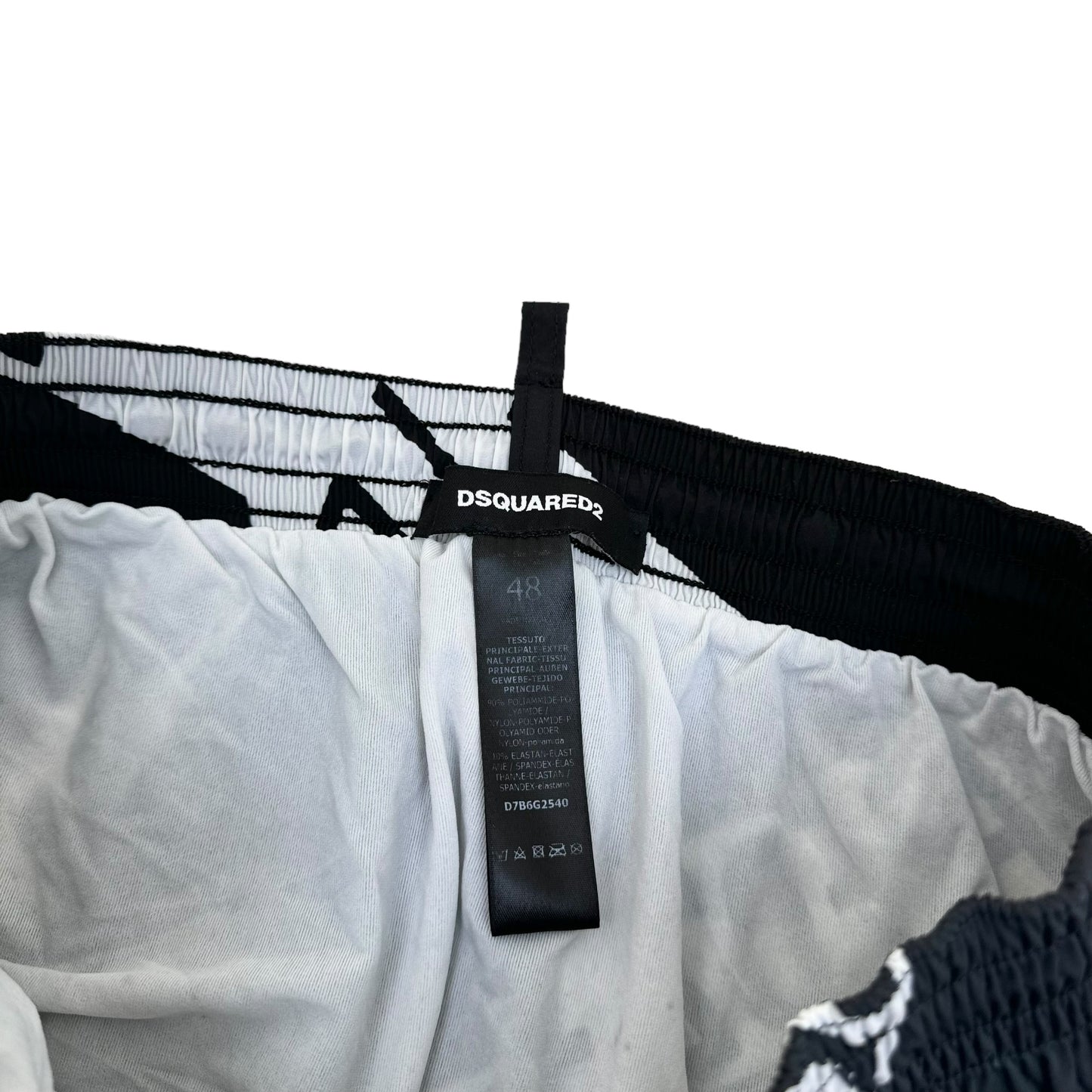 DSQUARED2 TAPE LOGO SWIM SHORTS BLACK / WHITE M