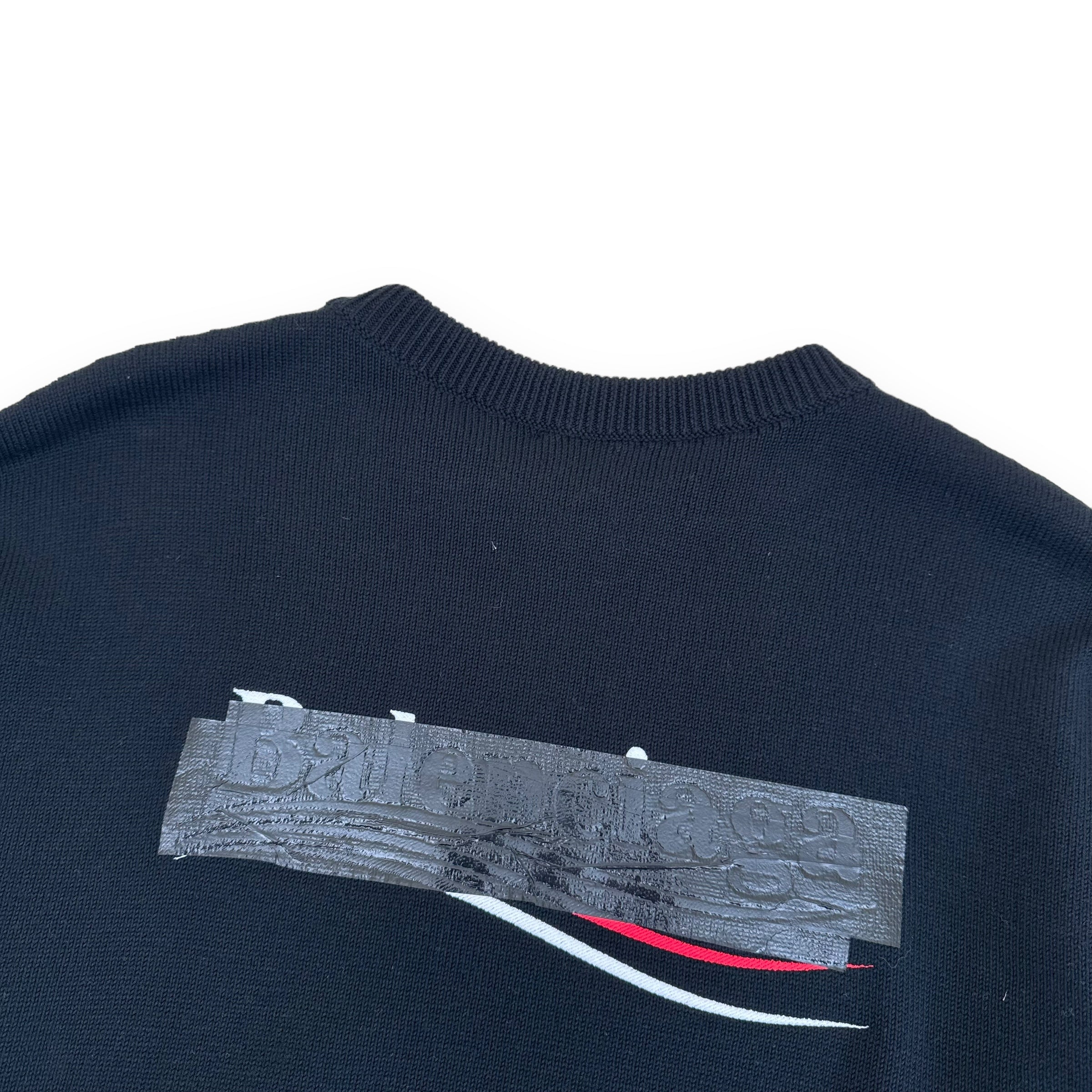 BALENCIAGA GAFFER LOGO COTTON-BLEND KNITTED JUMPER BLACK L