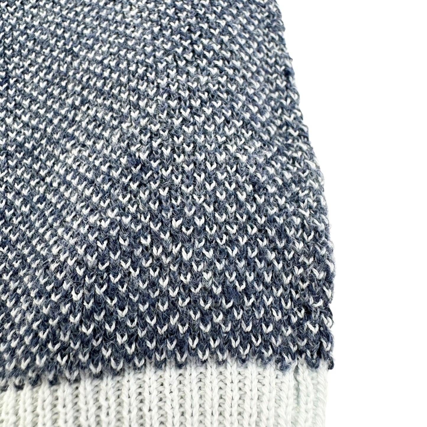 THOM SWEENEY COTTON / LINEN CONTRAST KNITTED POLO SHIRT BLUE / WHITE M