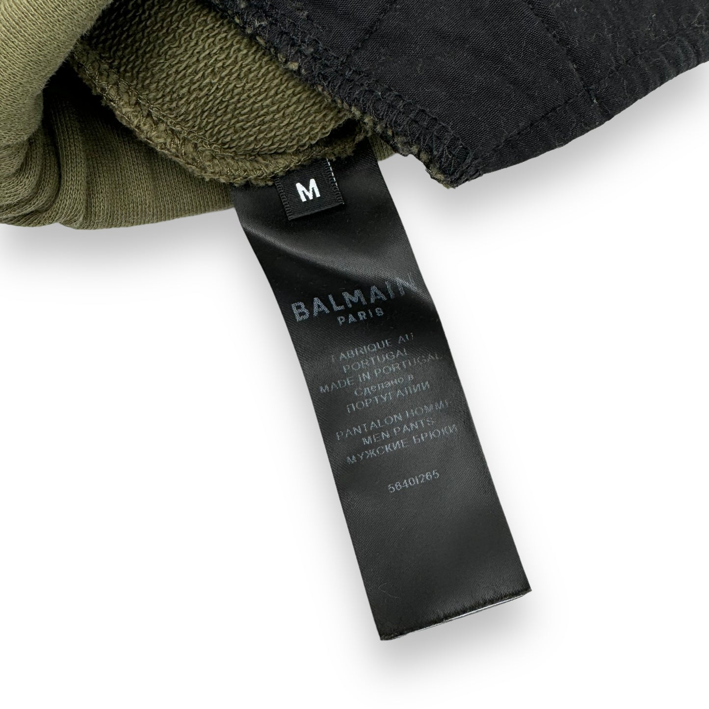 BALMAIN LOGO PATCH RIBBED LOUNGE PANTS KHAKI M