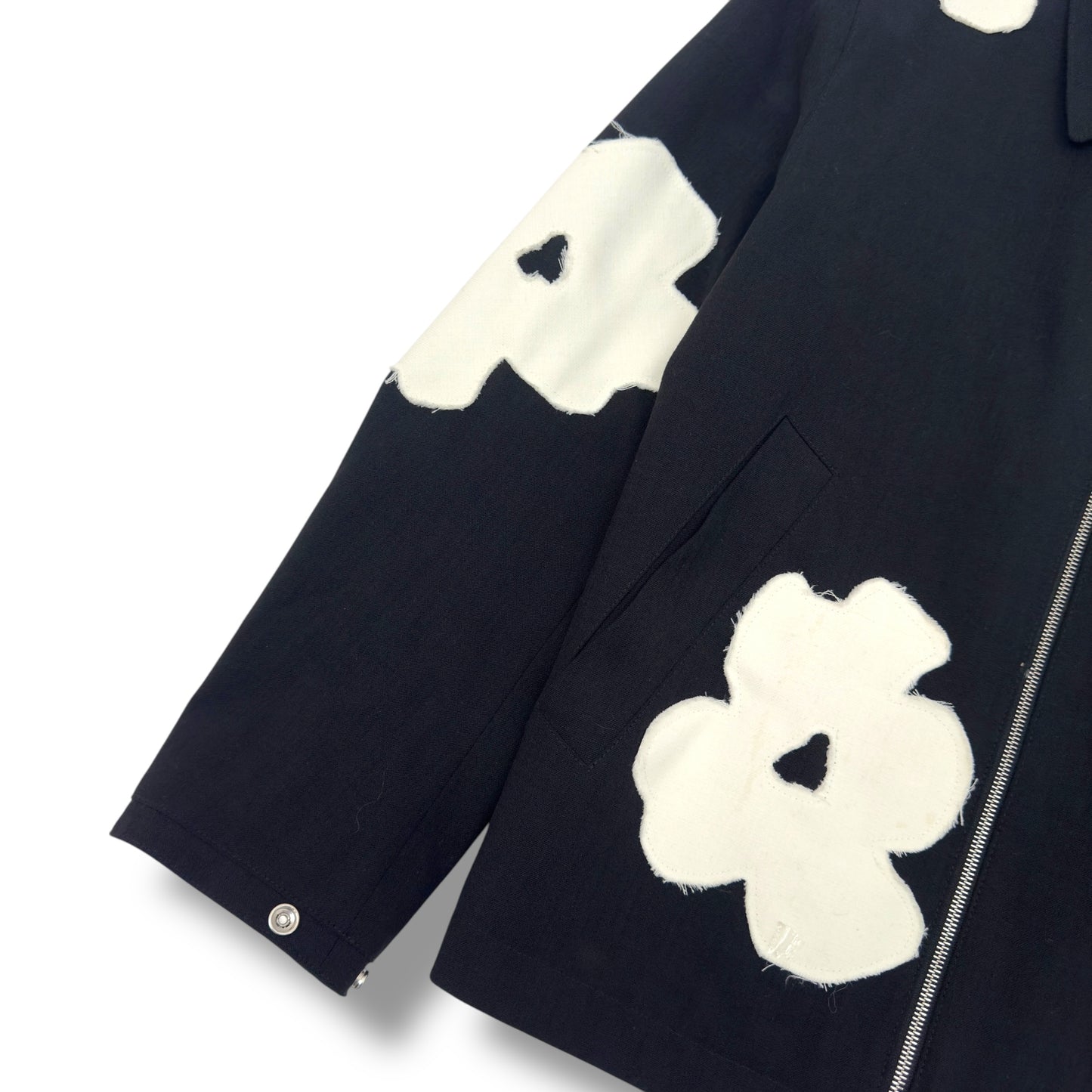 SANDRO PARIS FLOWER MOTIF ZIP UP JACKET BLACK / WHITE M