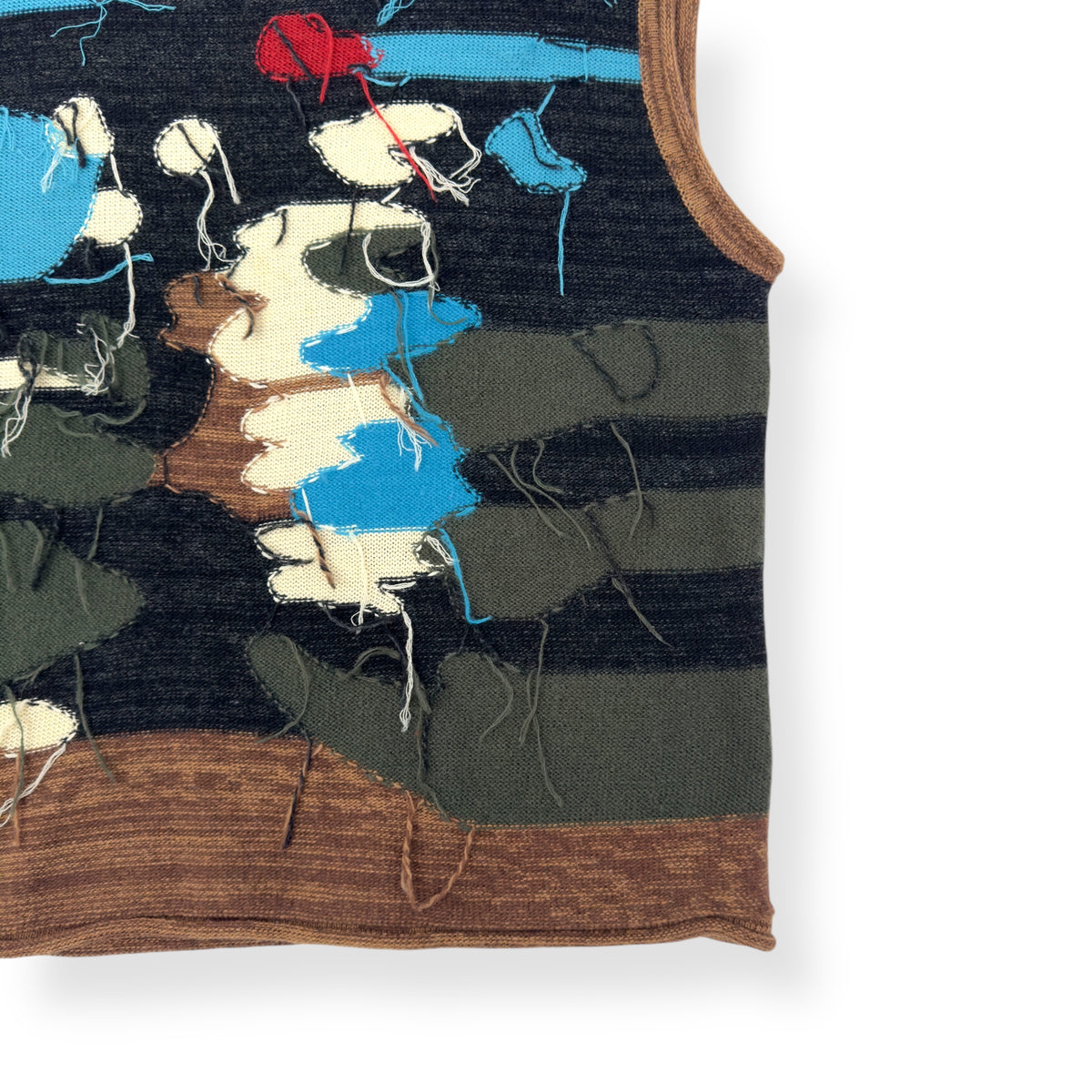ANDERSSON BELL BLOTCH INTARSIA CREW-NECK VEST BROWN XL