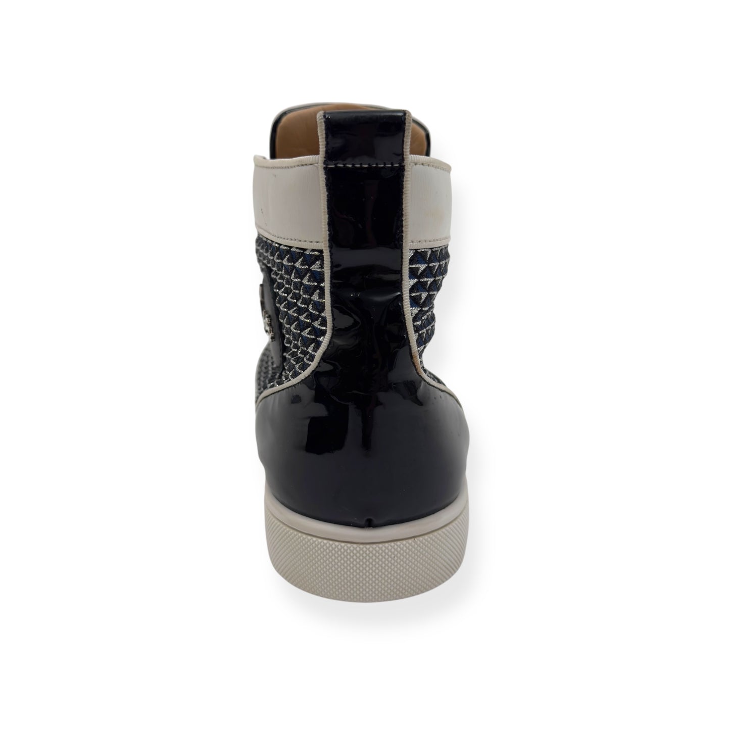 CHRISTIAN LOUBOUTIN LOUIS JUNIOR SPIKES SNEAKER WHITE / NAVY / BLACK 43 / UK9