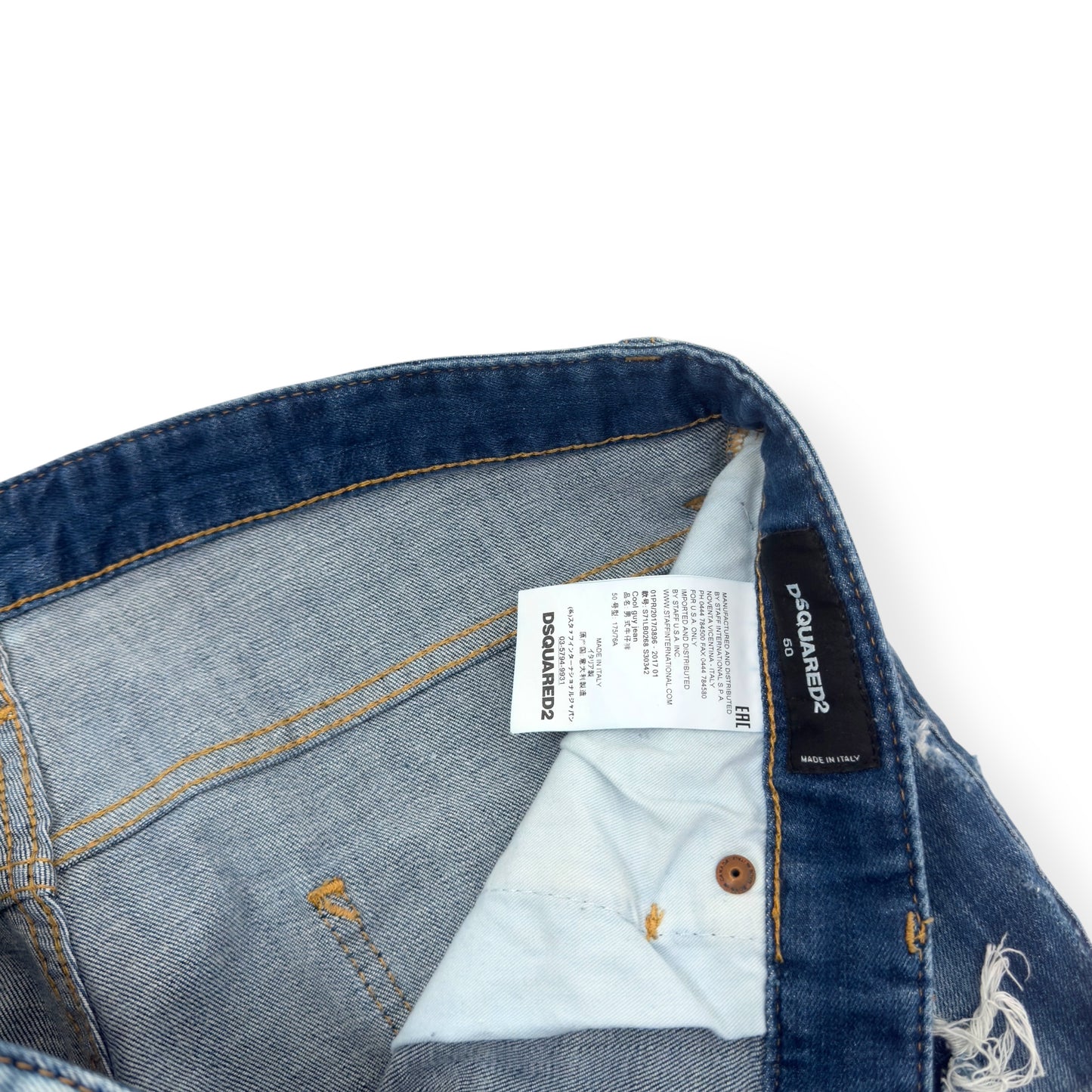 DSQUARED2 SUPER RIBBED WASHED DENIM JEANS BLUE 50 / L